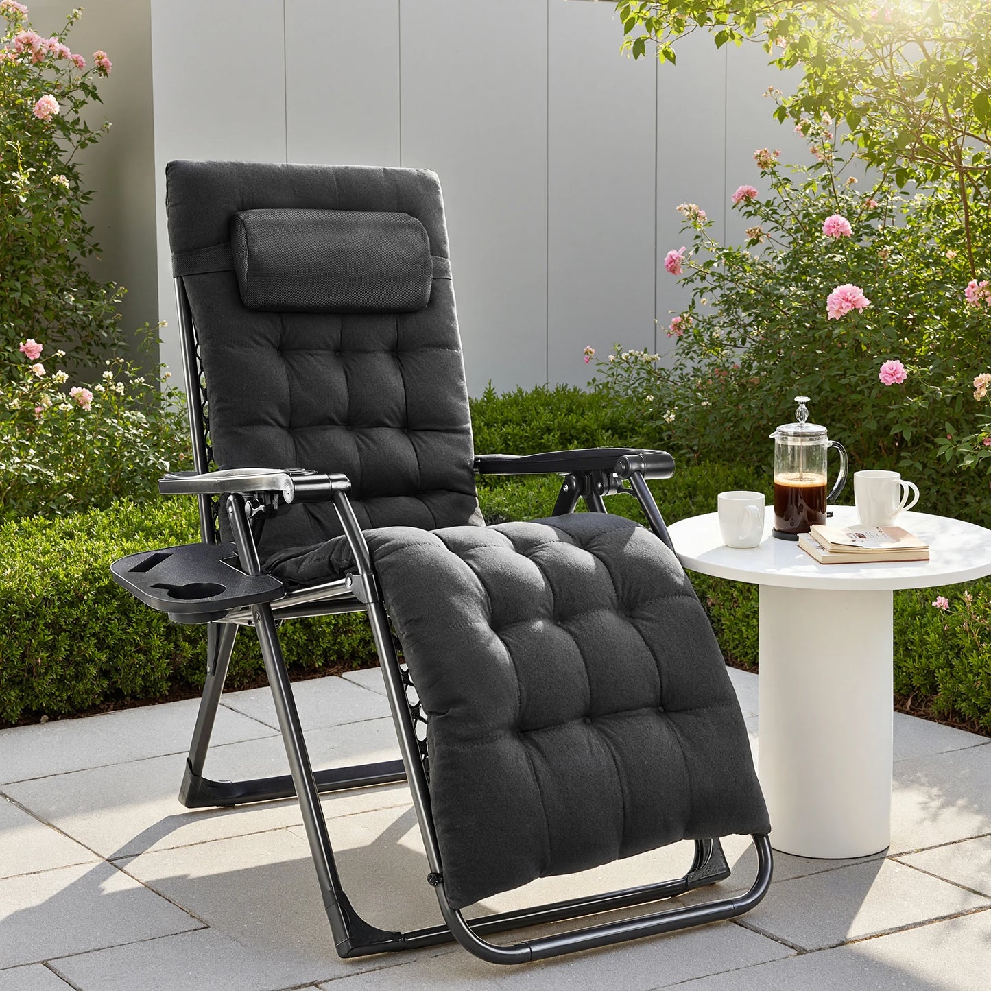 JHK Zero Gravity Recliner Patio Lounge Chair With Cup Holder