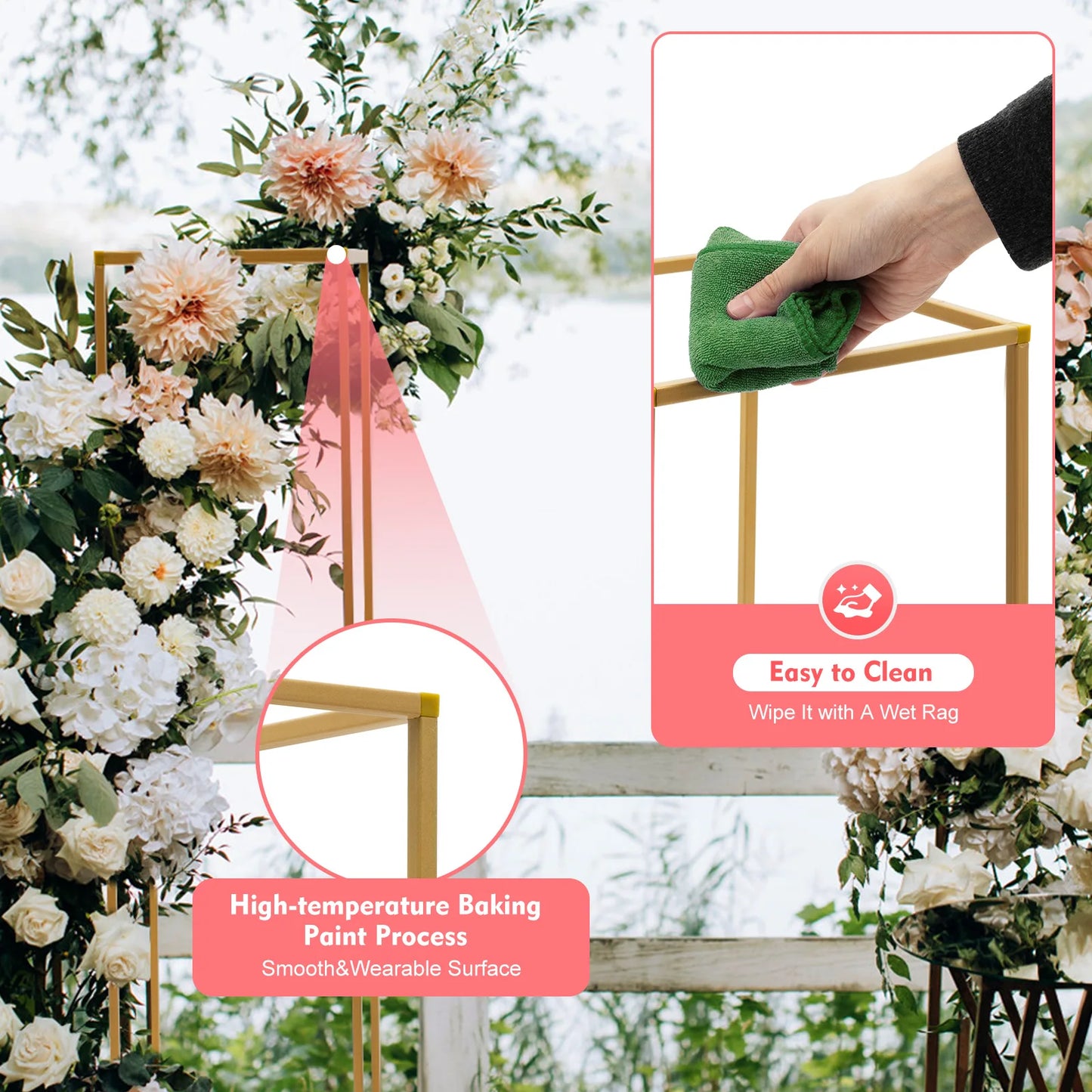 NONECN Geometric Metal Flower Vase Stands Centerpieces For Weddings