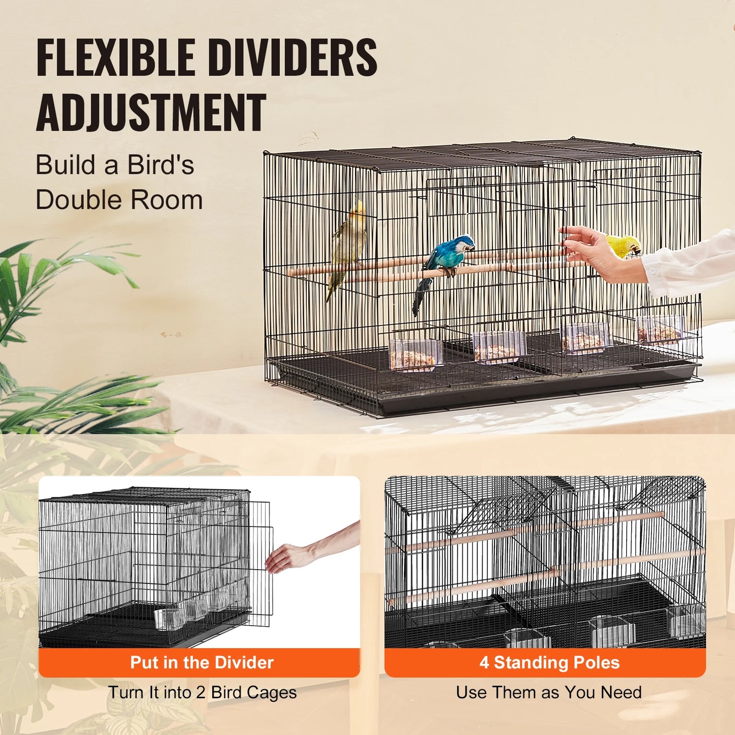SucceBuy Stackable Flight Bird Cage With Divider For Travel Perch