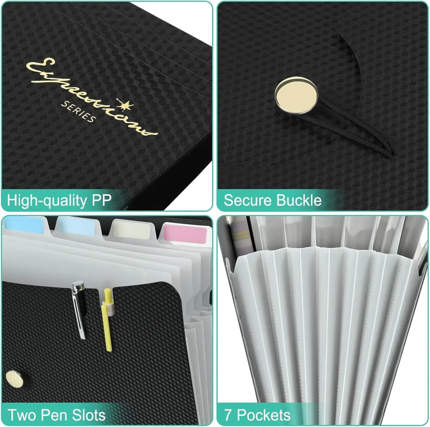 Expandable File Folder With 5 Pockets Polypropylene Organizer Office