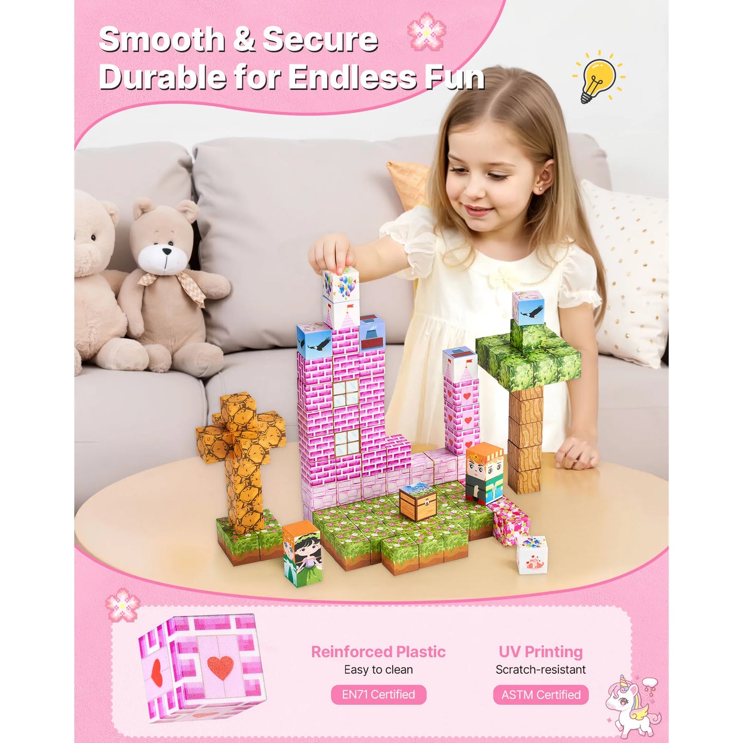 SucceBuy Magnetic Blocks Princess Castle Set Stem Toys for Kids