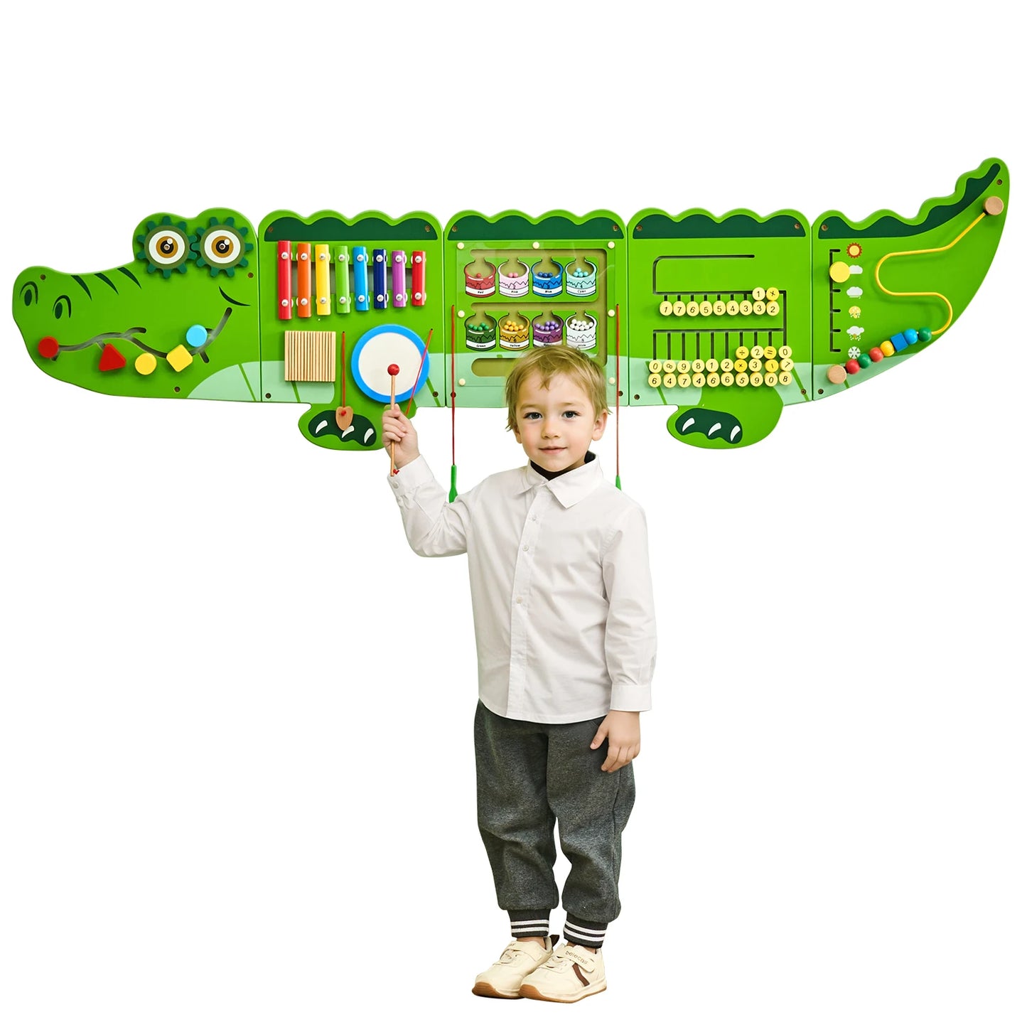SucceBuy Crocodile Theme Busy Board for Kids Montessori Learning Puzzle