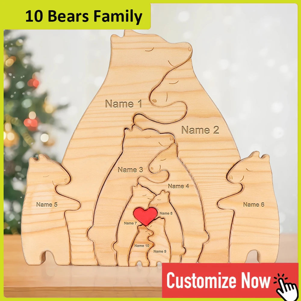 NONEDropshipping Bear Family Wooden Puzzle With Free Engraving Name