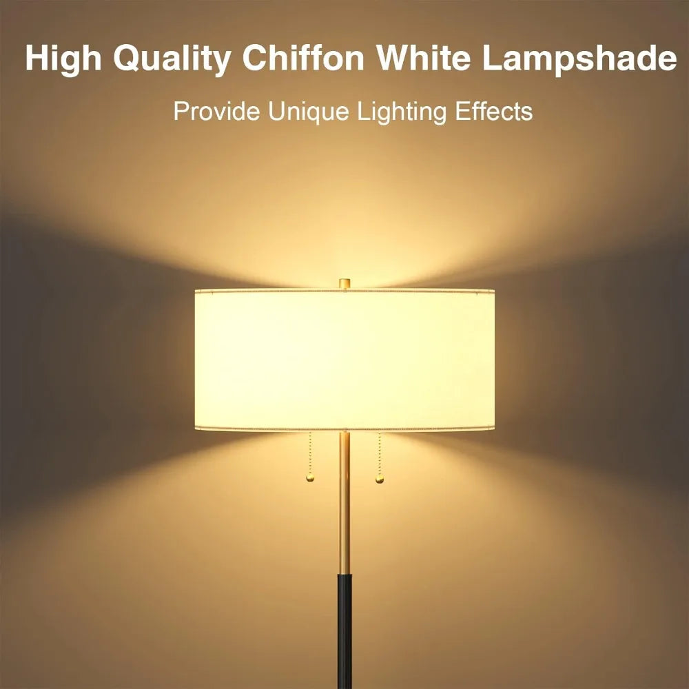 Mid Century Floor Lamp With Fabric Shade Nine Watt Bulb