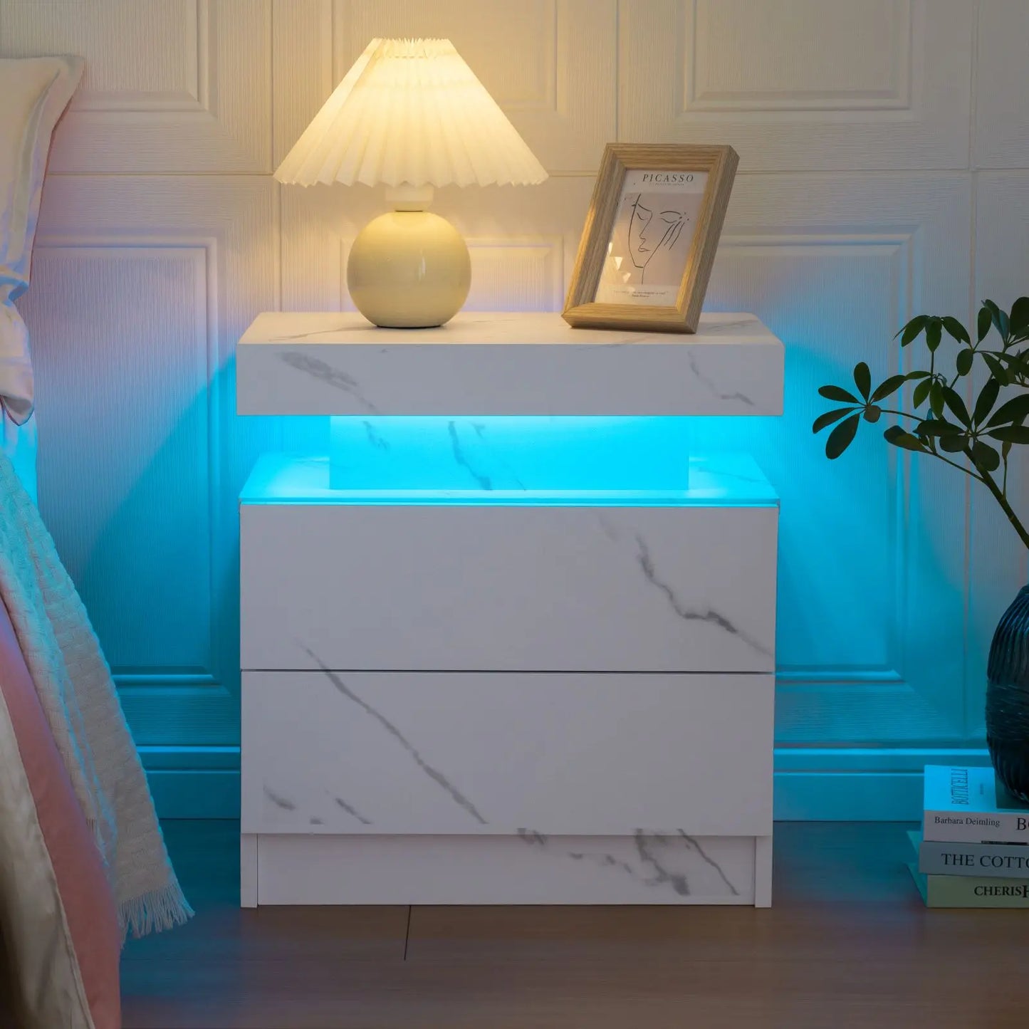 Cubehom LED Nightstands With 2 Drawers And RGB Lights