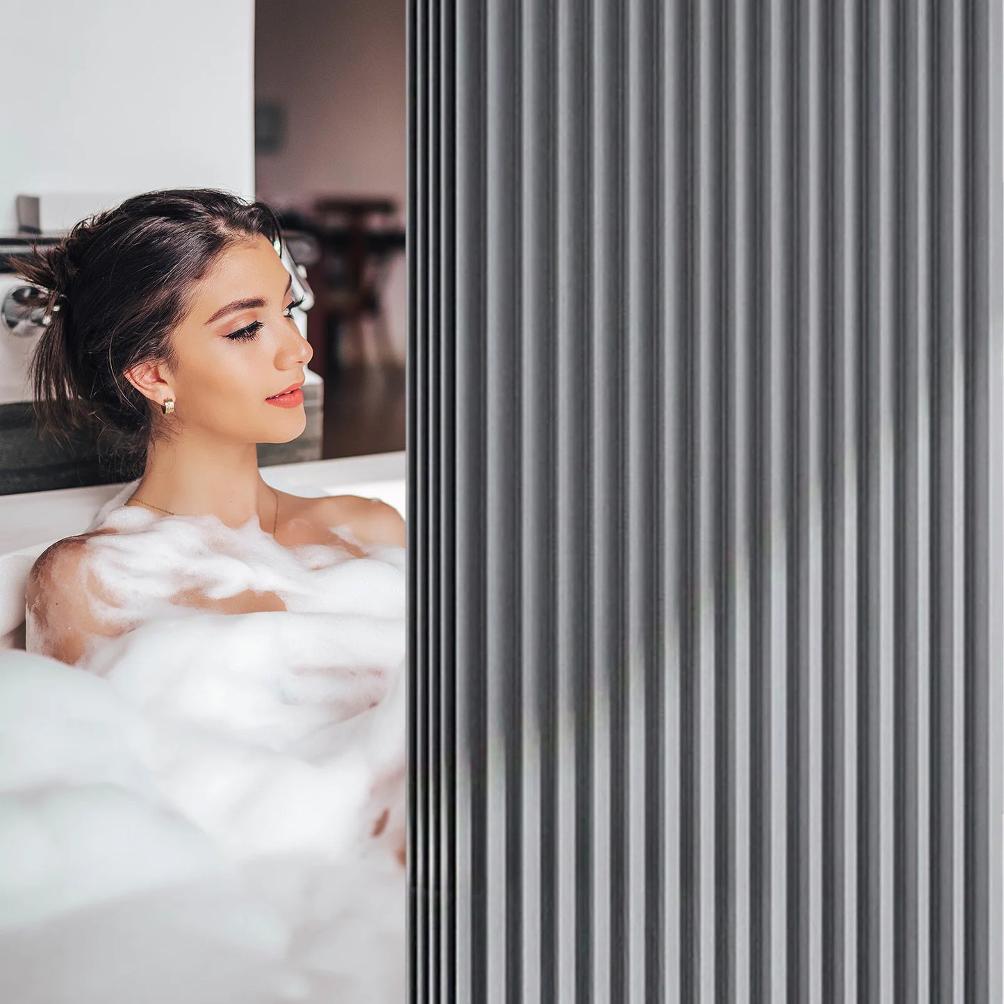 APWIKOGER Foldable Magnetic Shower Curtain Waterproof Bathroom Divider