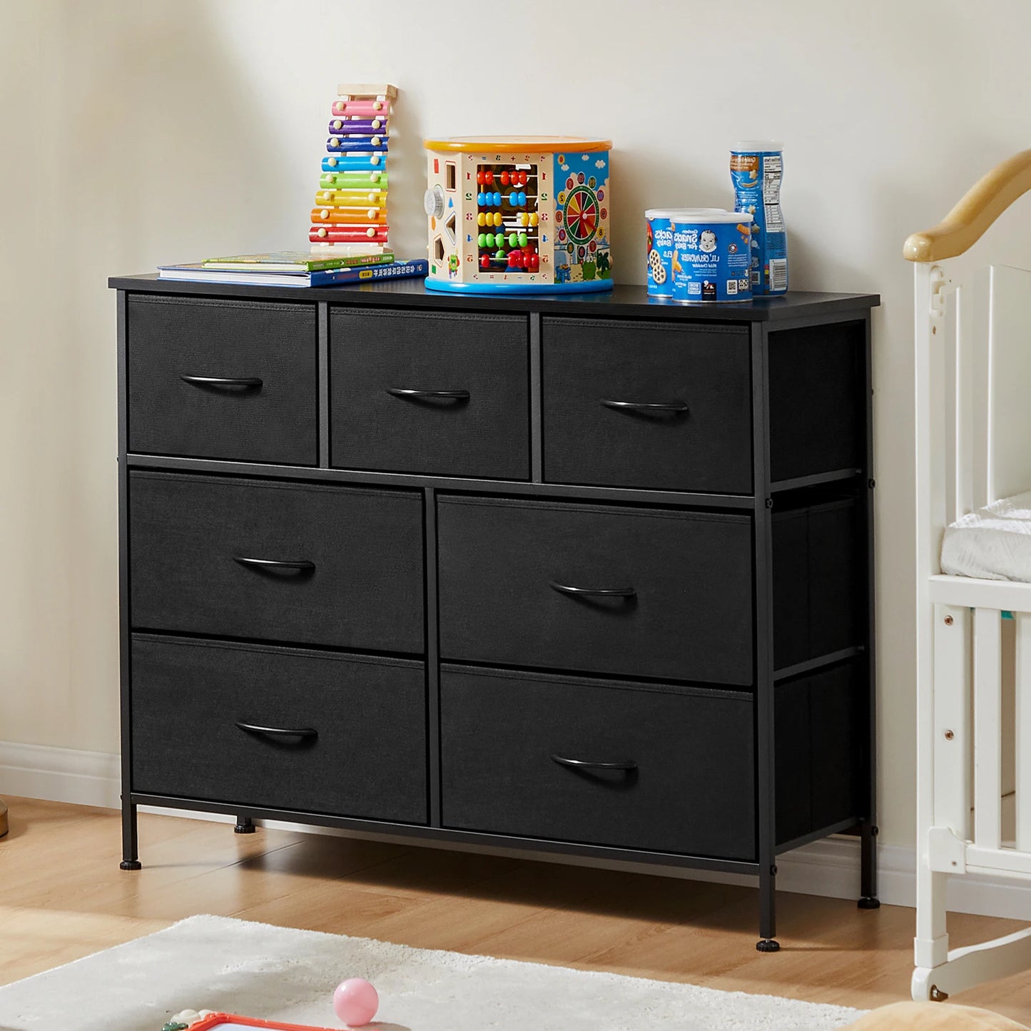 JHK Dresser With 7 Fabric Drawers Storage Closet Chest