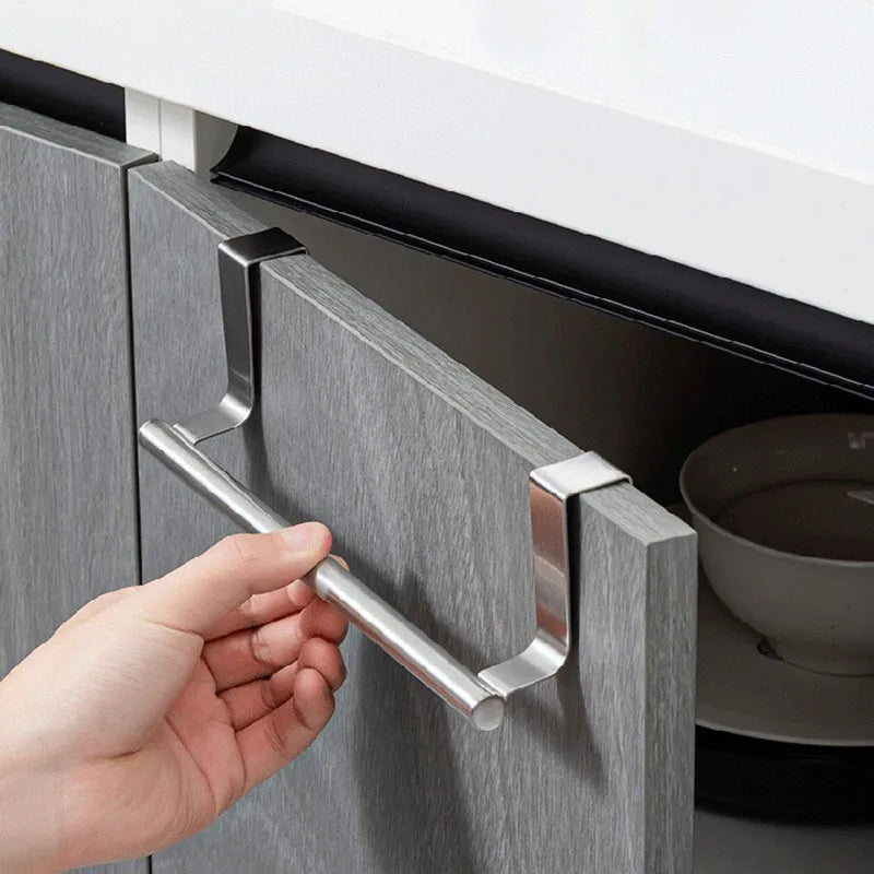 No Drill Hanging Towel Rack For Kitchen Cabinet Door Organizer