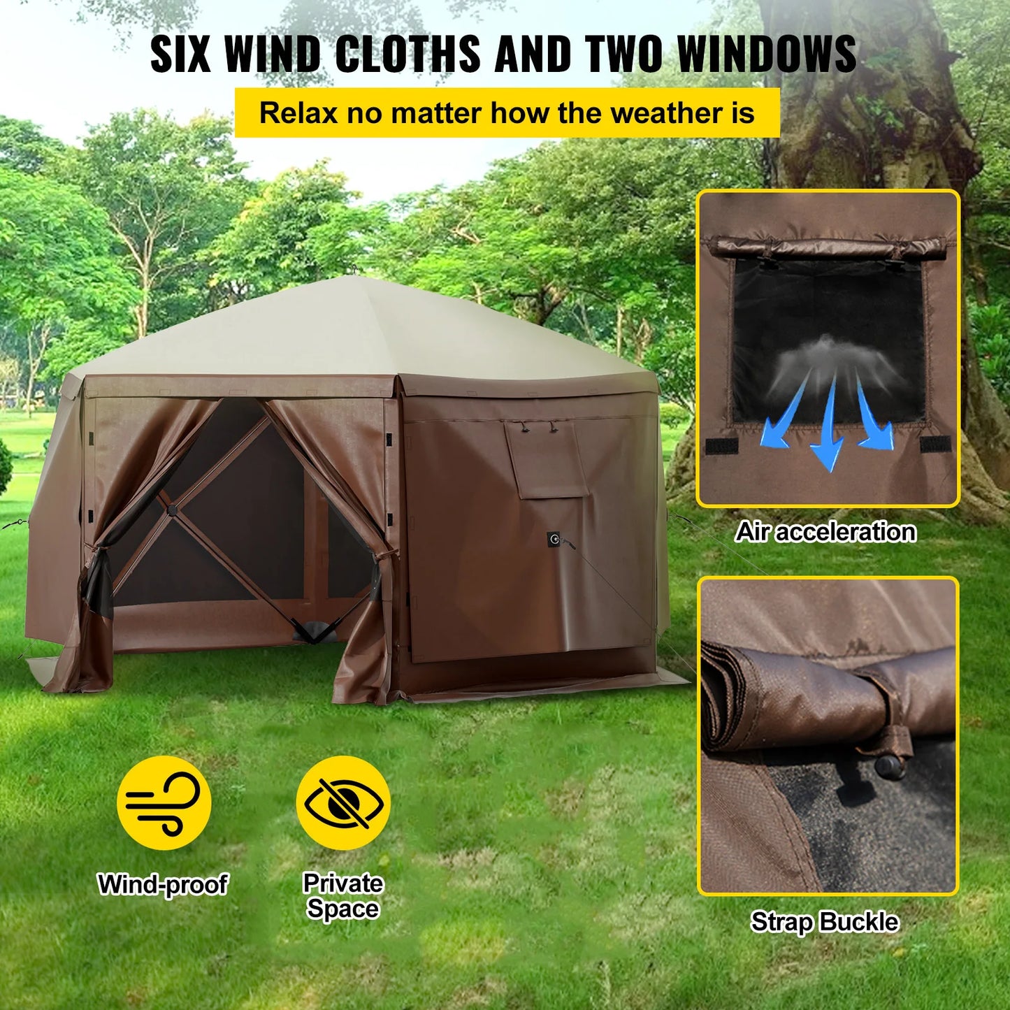 SucceBuy Pop Up Camping Gazebo Shelter for Outdoor Parties