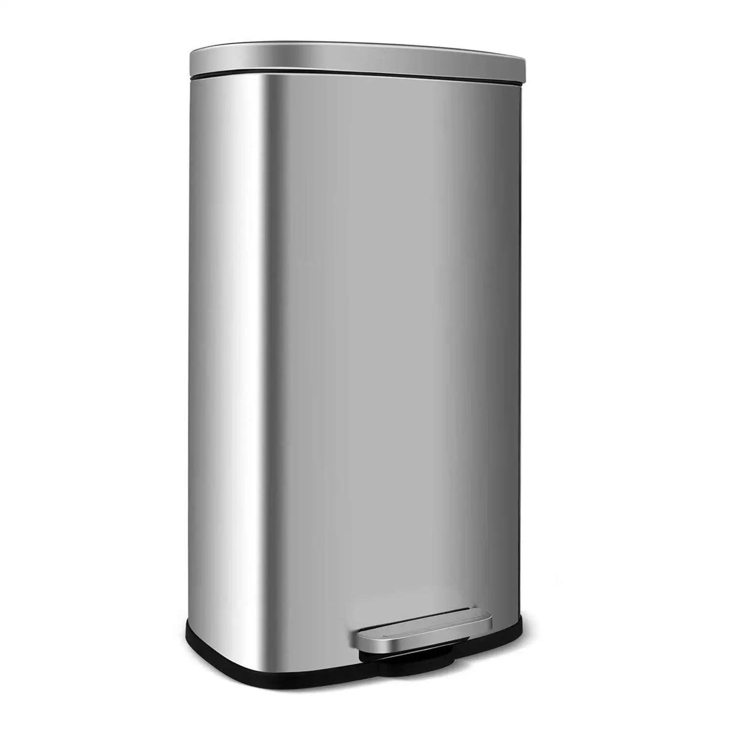 Rectangular Trash Can With Soft Close Pedal Stainless Steel