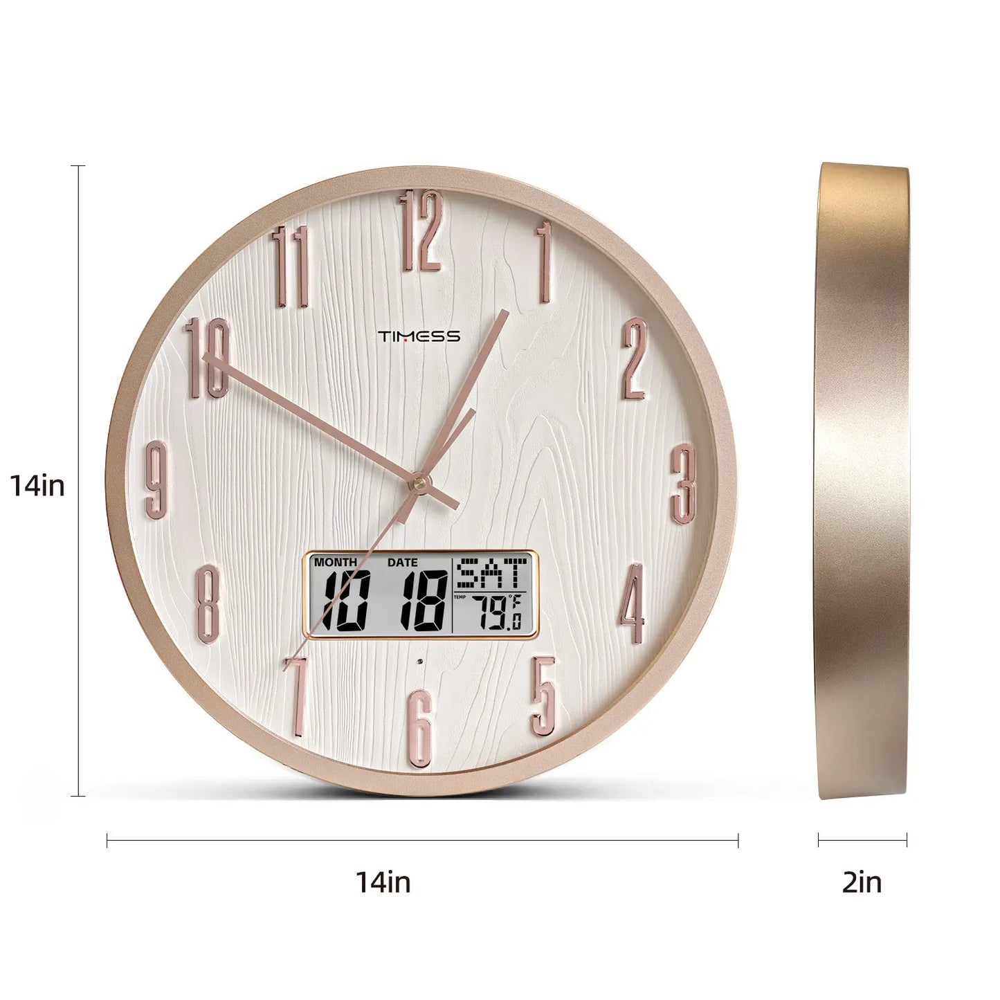 TIMESS Luminous Voice Activated Wall Clock With Night Light