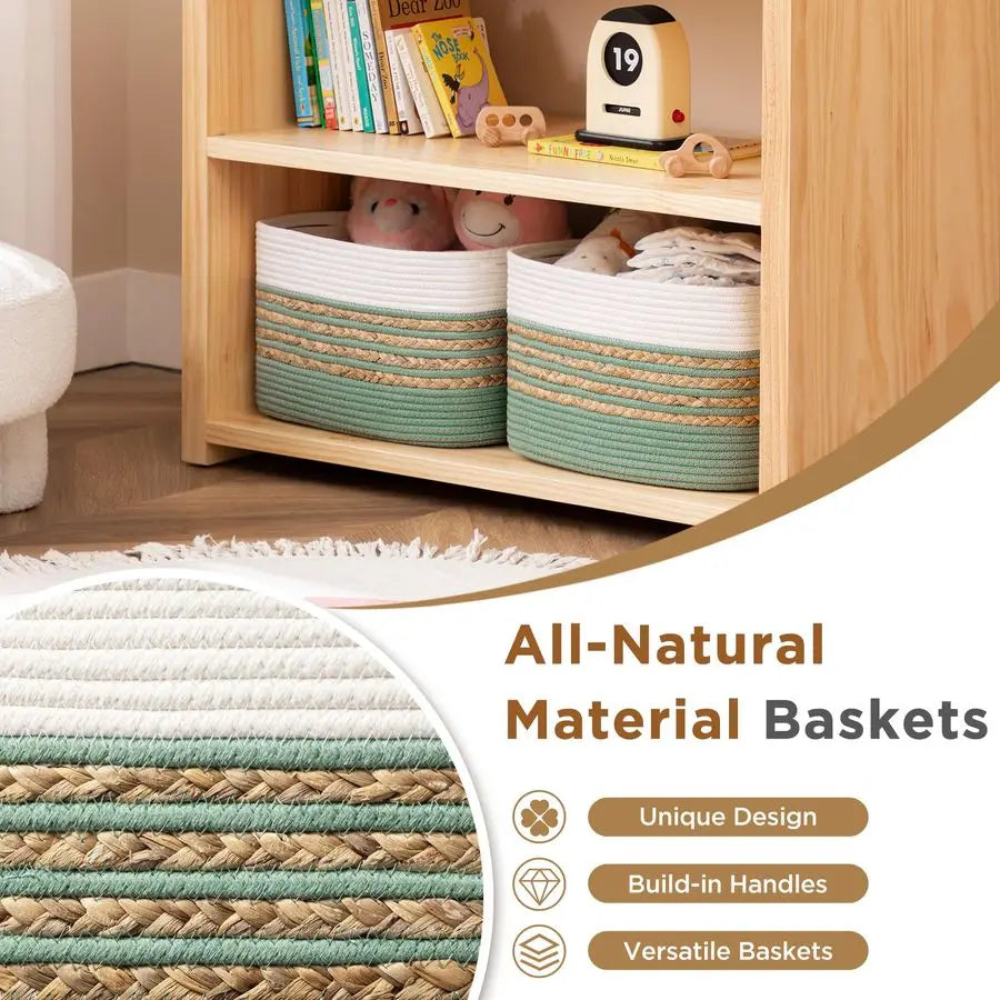 4 Pack Cotton Rope Storage Baskets With Handles For Toys