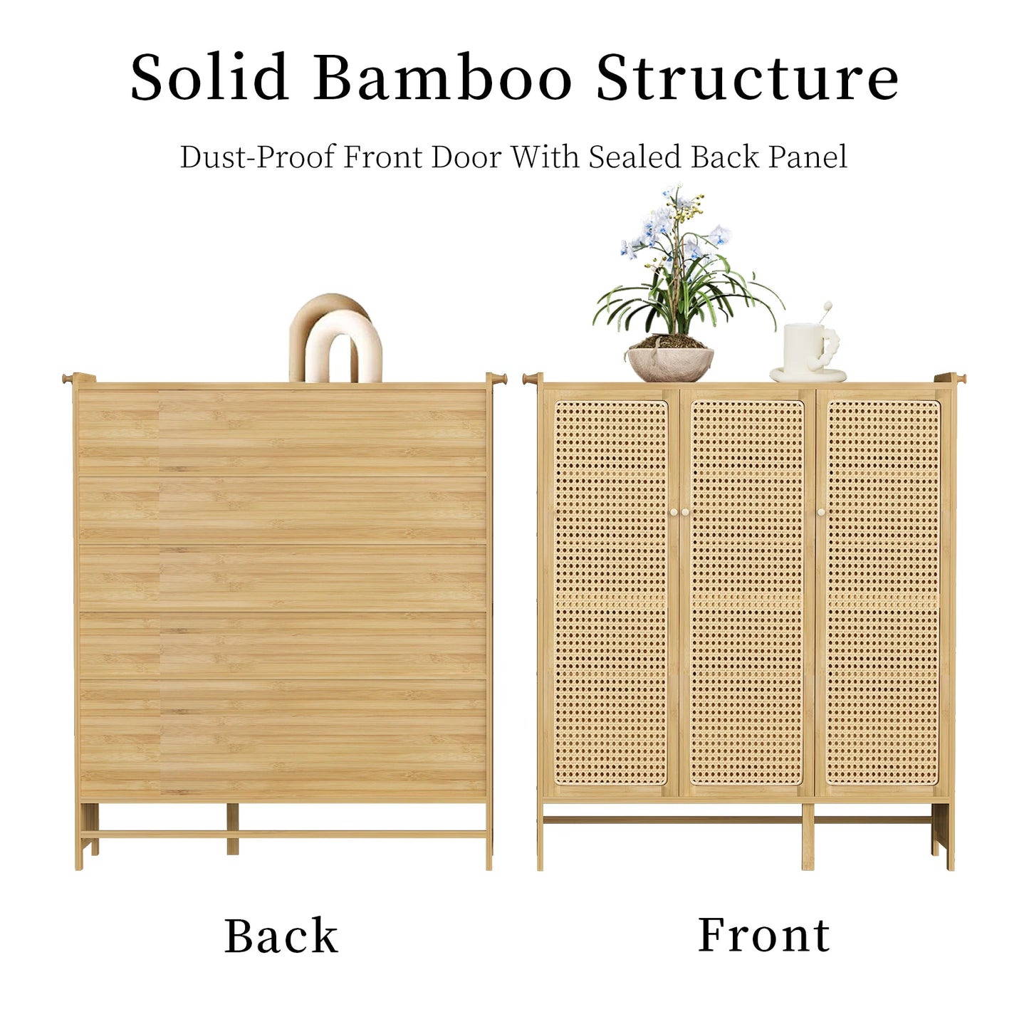 Wisfor Bamboo Shoes Rack Organizer Cabinet With Doors Six-Tier