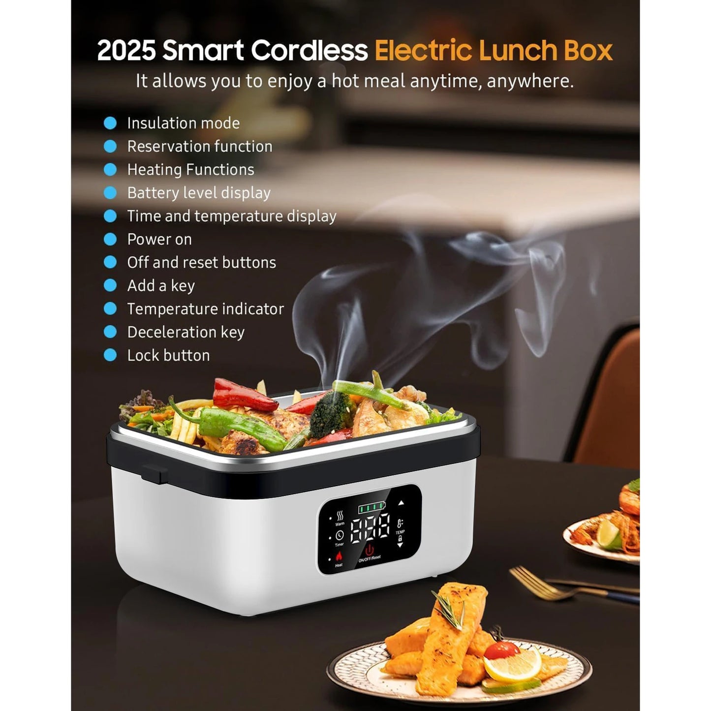 Rechargeable Timer Lunch Box With Automatic Heating And Insulated Bag
