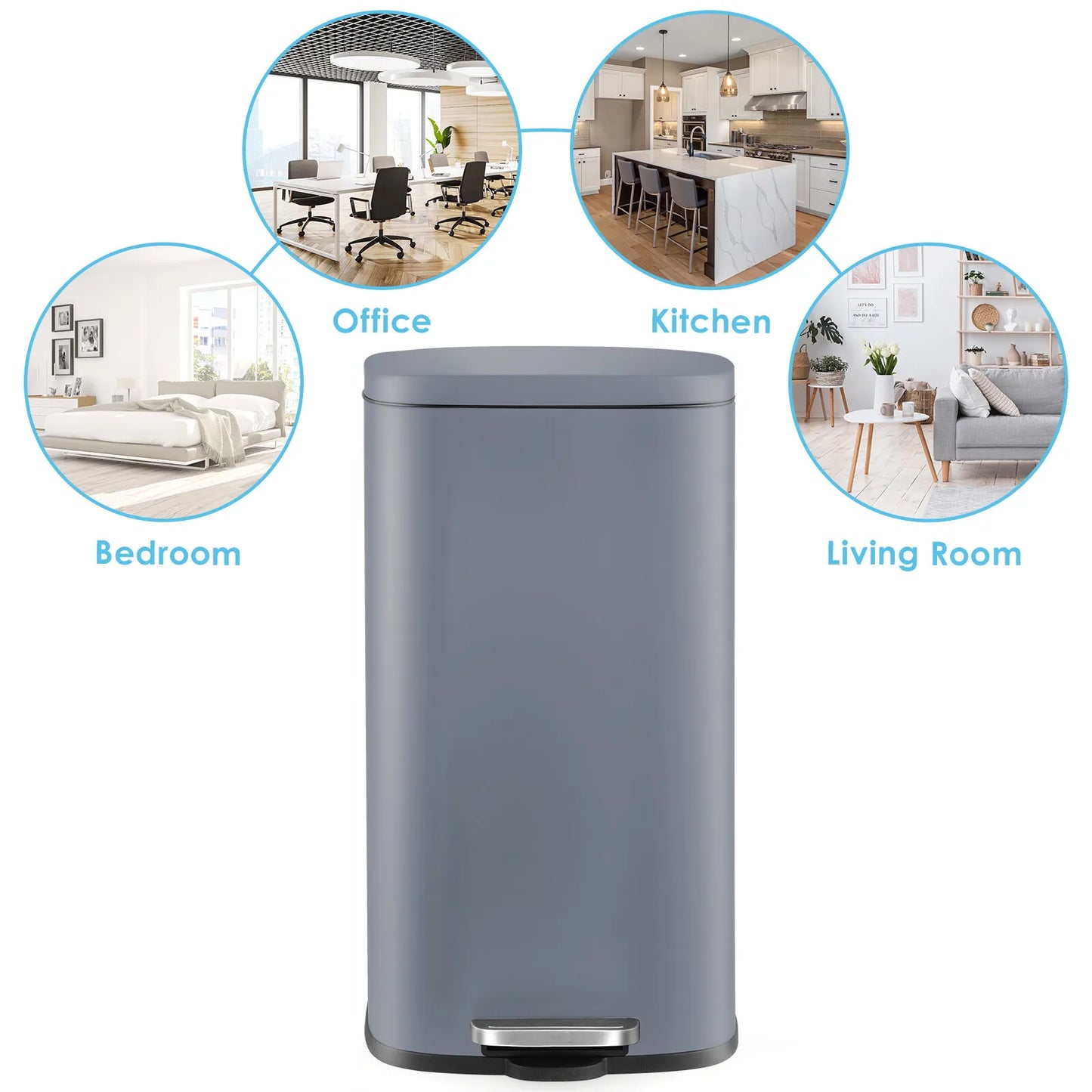 Rectangular Trash Can With Soft Close Pedal Stainless Steel