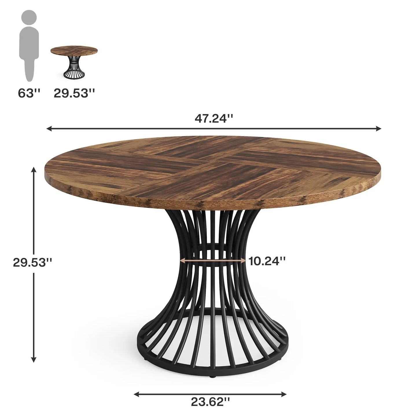 Tribesigns Round Dining Table For 4 To 6 People Farmhouse