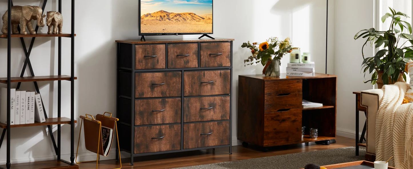 JHK Dresser Wardrobe With Nine Fabric Storage Drawers