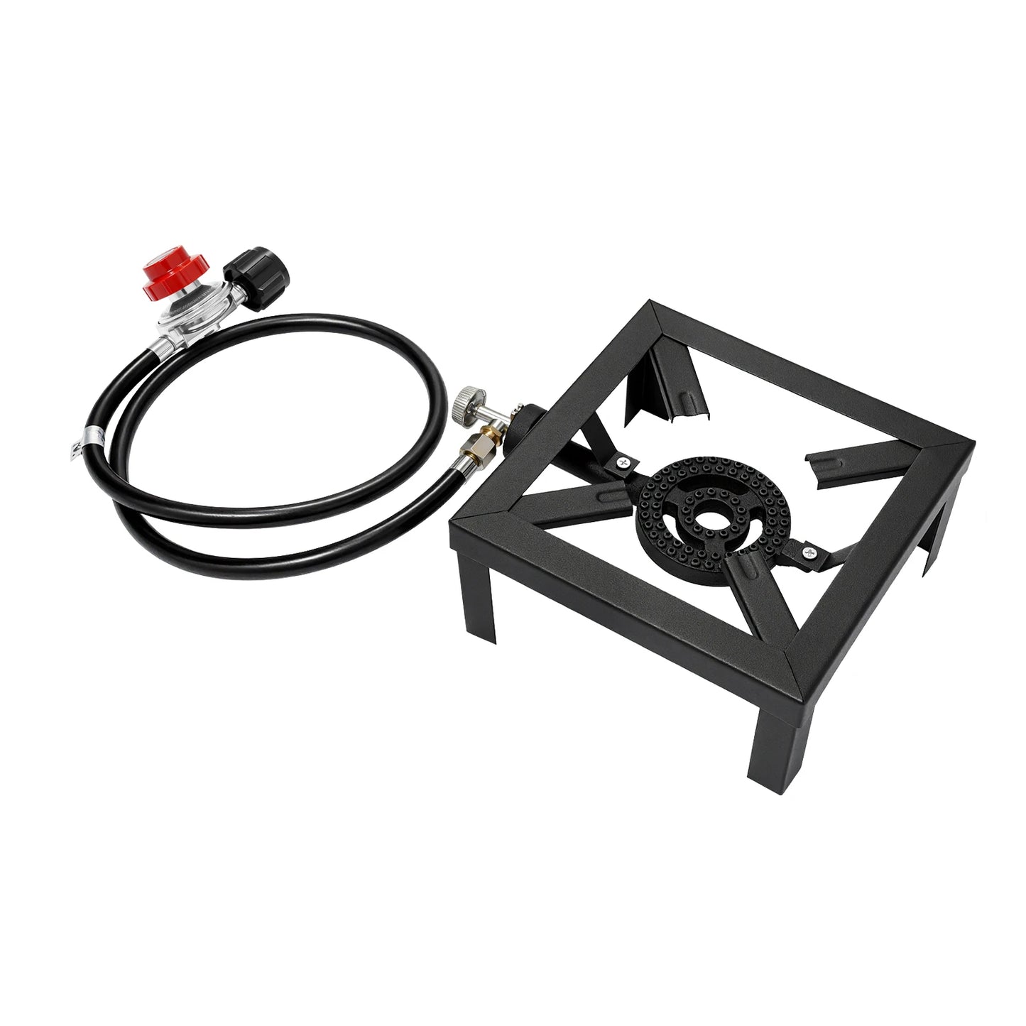 8000W Portable Double Burner Outdoor Gas Stove With 0 To 10 PSI Regulator Hose