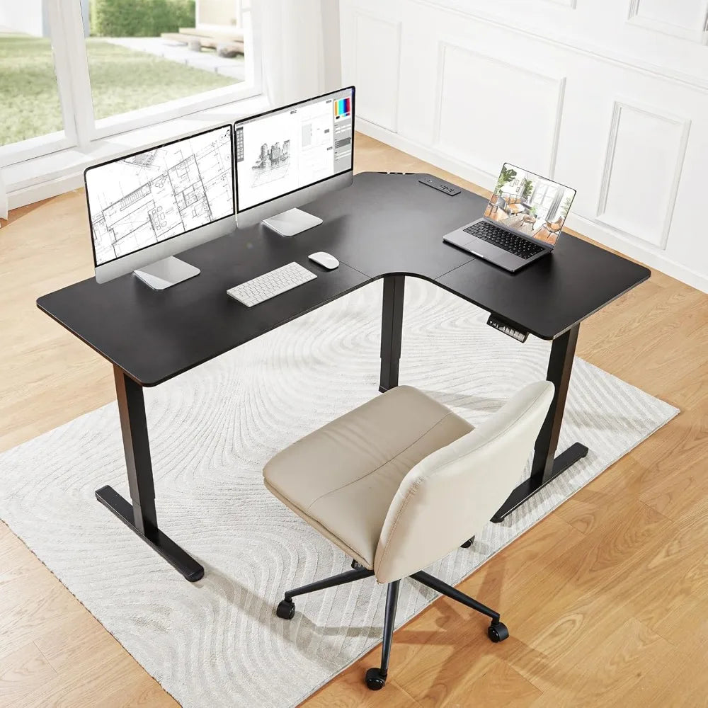 ZHUXIANG L Shaped Standing Desk With Built In Power Outlets