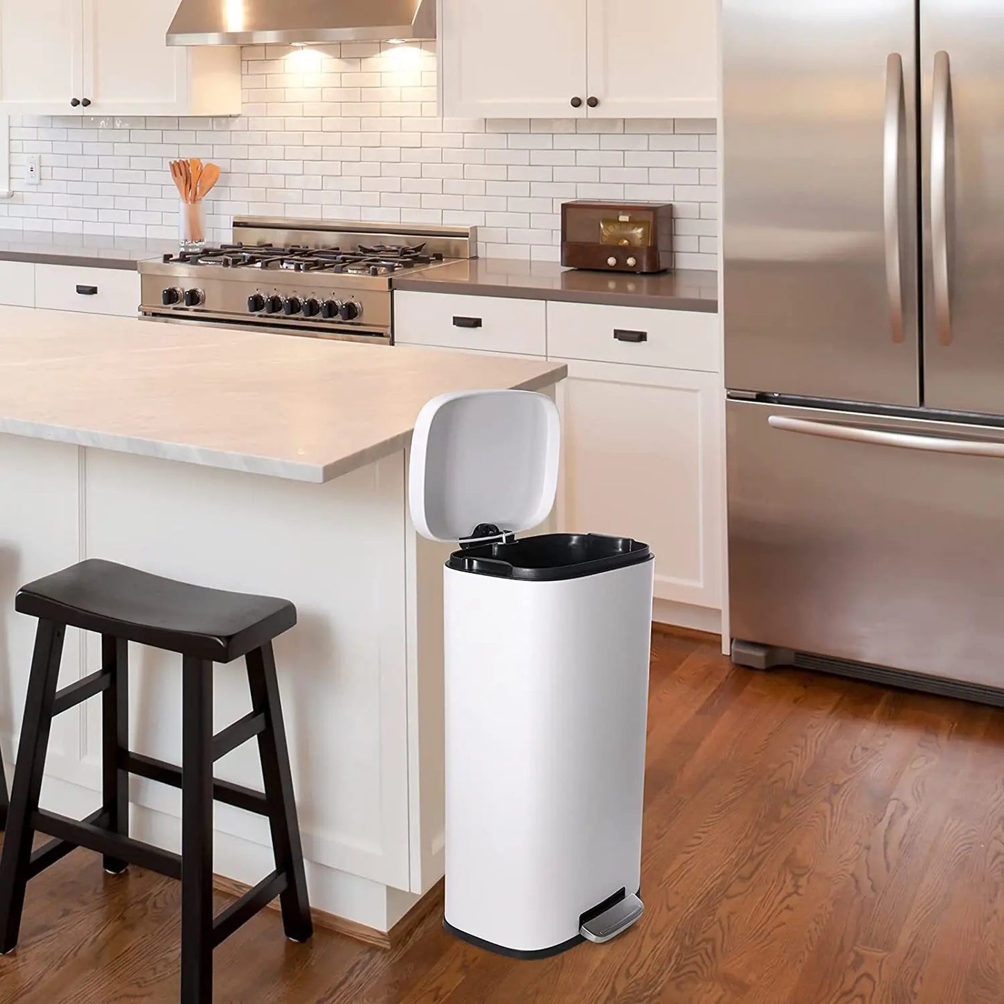 Rectangular Trash Can With Soft Close Pedal Stainless Steel