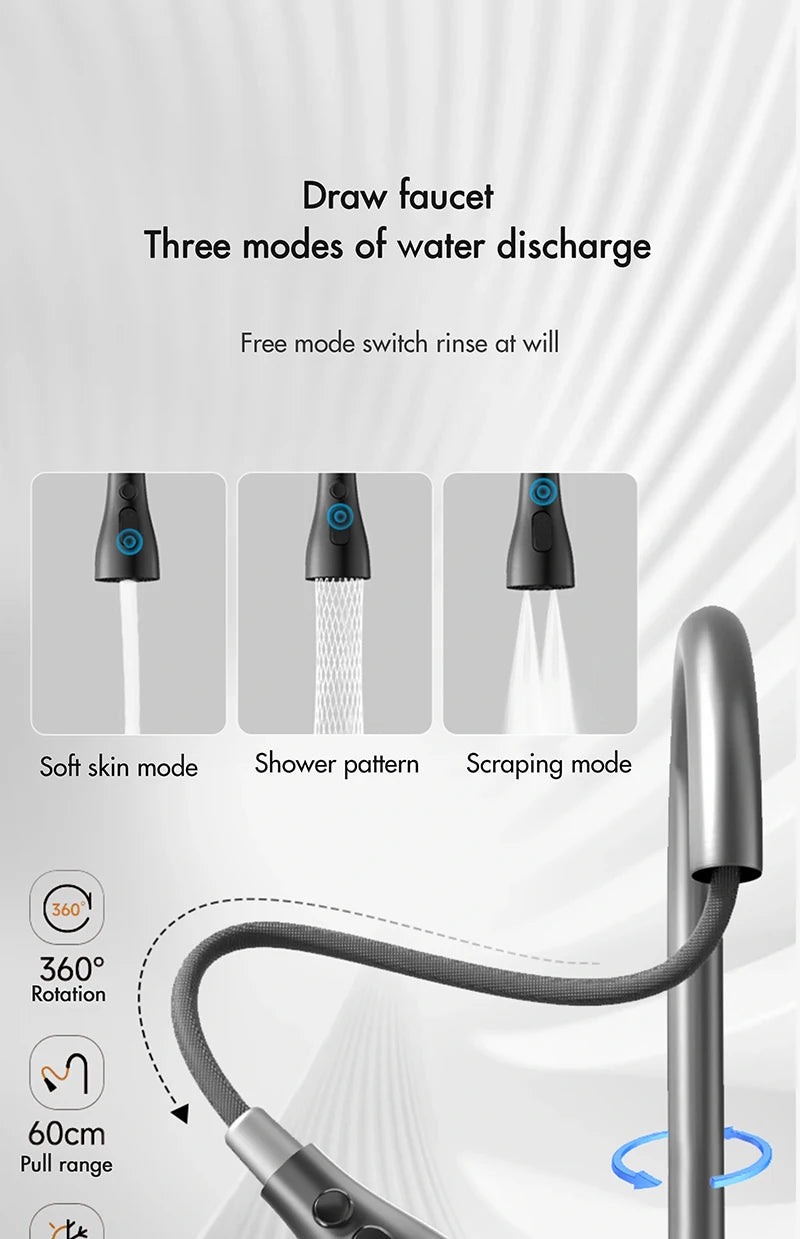 MYQualife 304 Stainless Steel Waterfall Kitchen Sink Digital Display Faucet