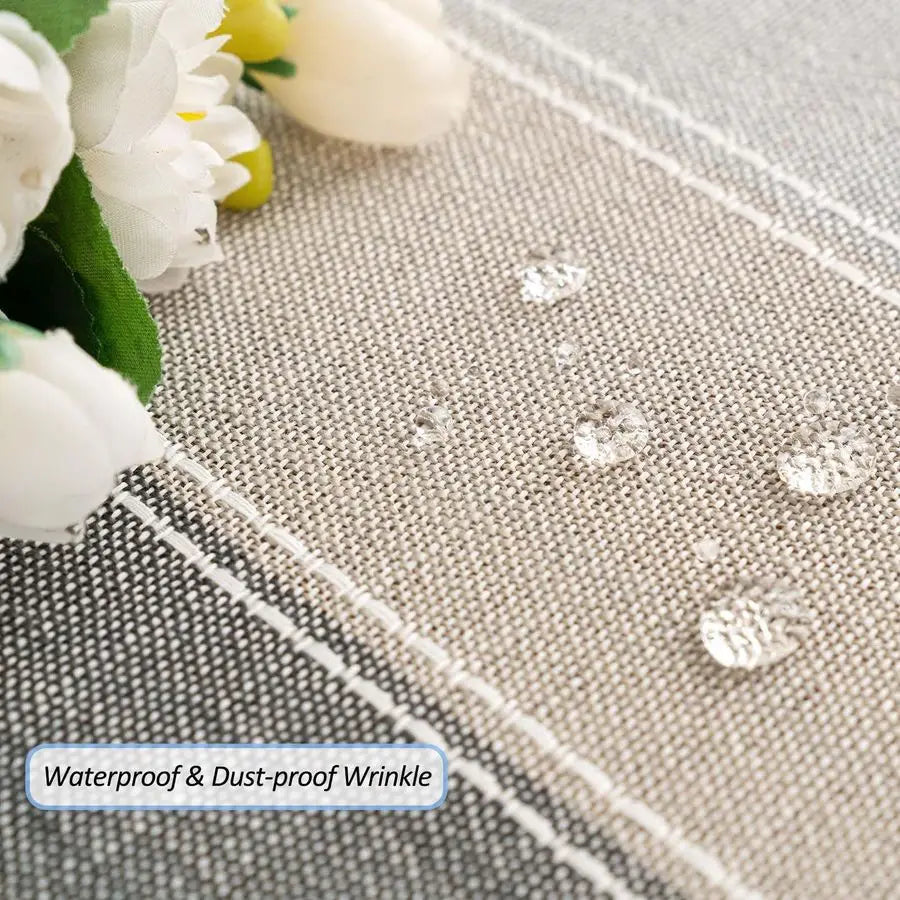 Cotton Linen Waterproof Embroidered Tablecloth Rustic Farmhouse Style