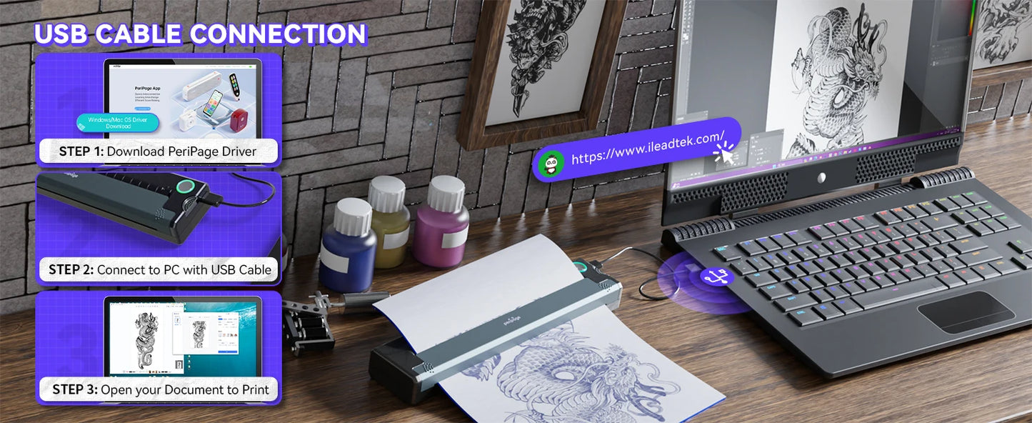 PeriPage P90 Wireless Tattoo Stencil Transfer Printer
