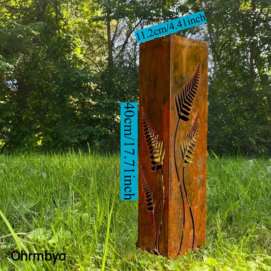 High-concerned Rustic Metal Fern Leaf Bamboo Planter Garden Columns Sculpture