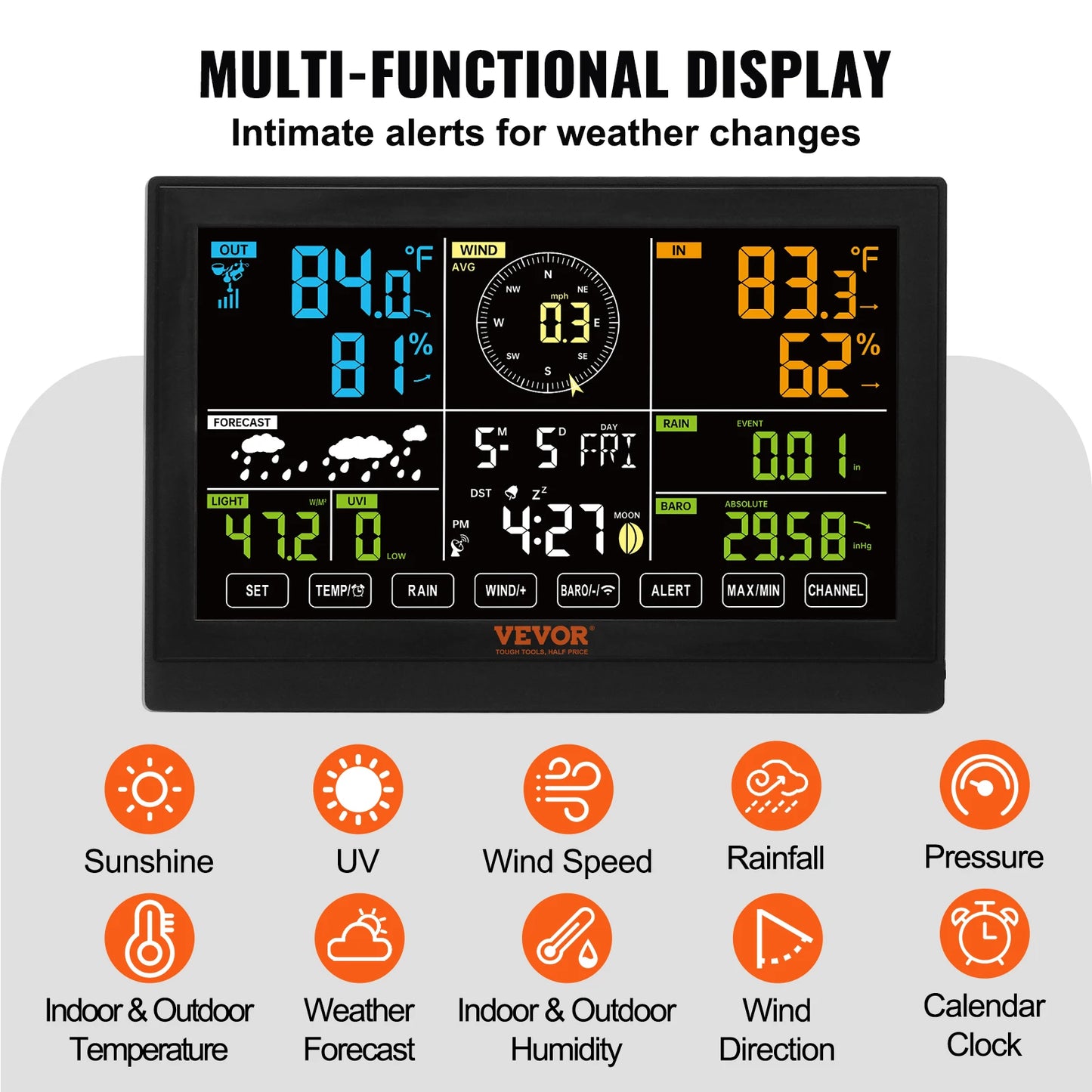 SucceBuy 7-In-1 Wireless Weather Station With Forecast And Alerts