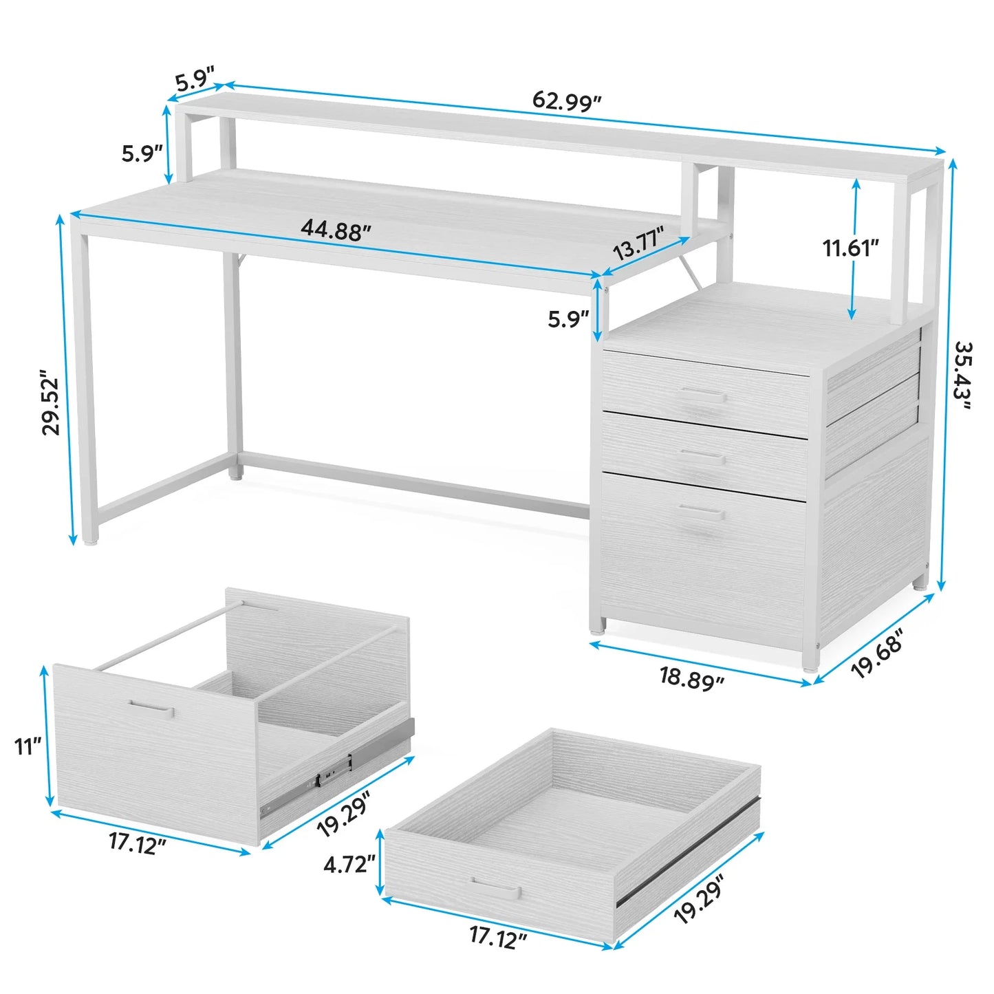 Tribesigns Computer Desk With File Drawer And Monitor Stand