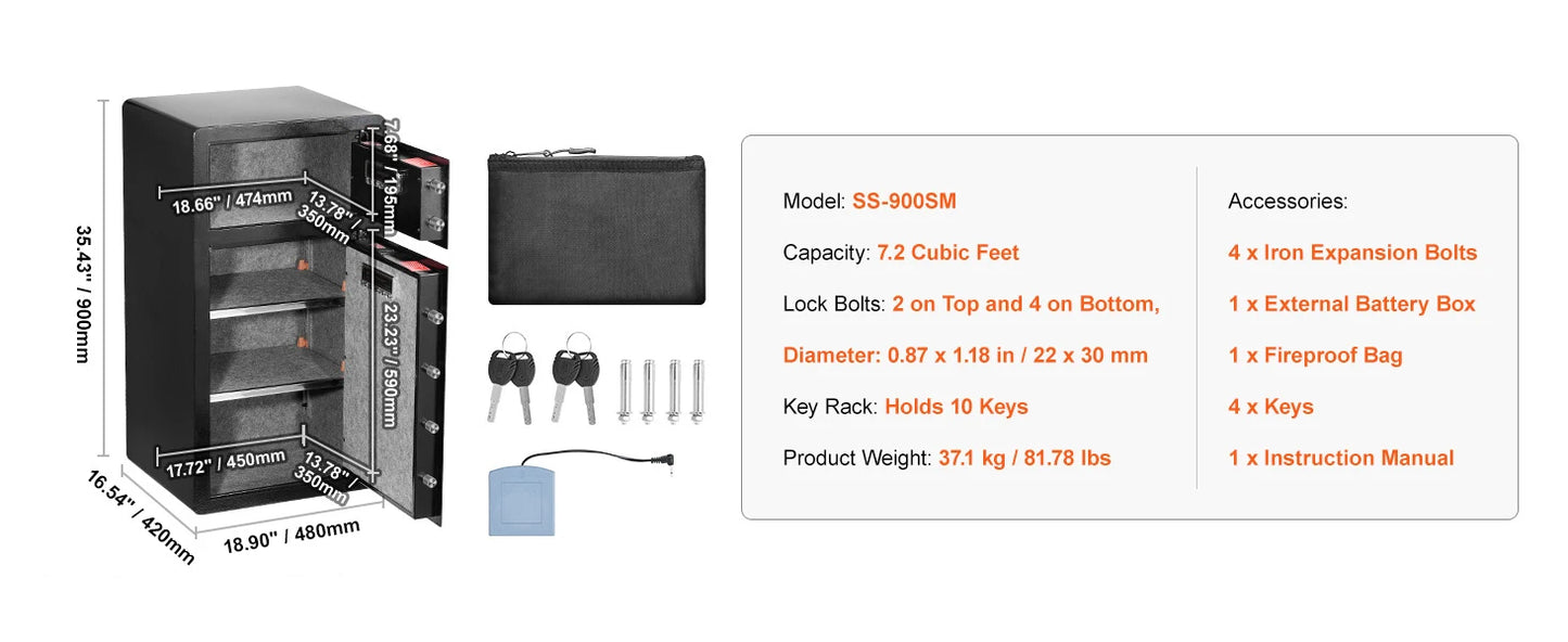 SucceBuy Safe Box with Key Lock Password and Fingerprint Access