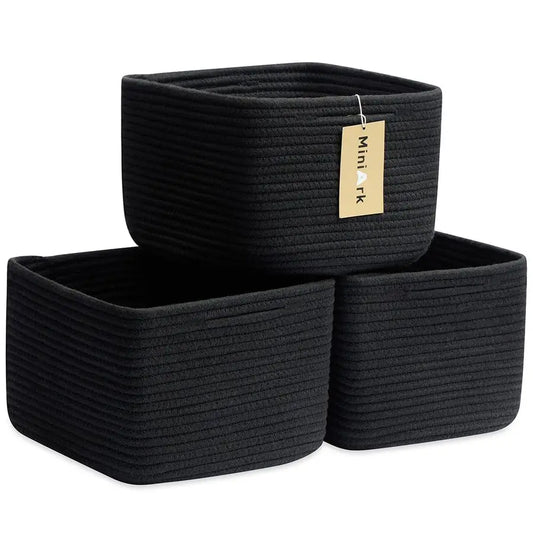 Rope Woven Storage Bins for Cube Shelves Nursery Toy Organizer
