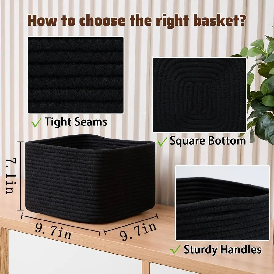 Rope Woven Storage Bins for Cube Shelves Nursery Toy Organizer