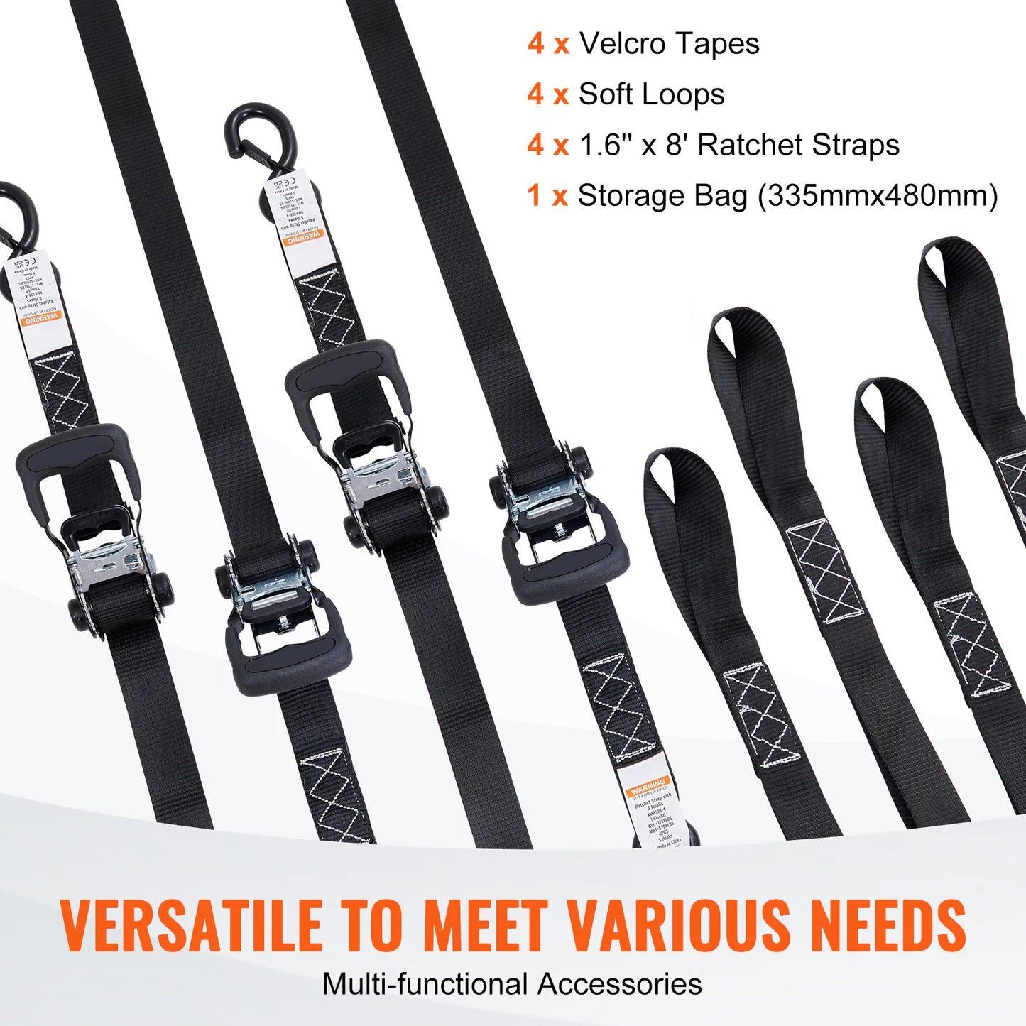 SucceBuy Trailer Ratchet Tie Down Straps With Padded Handles