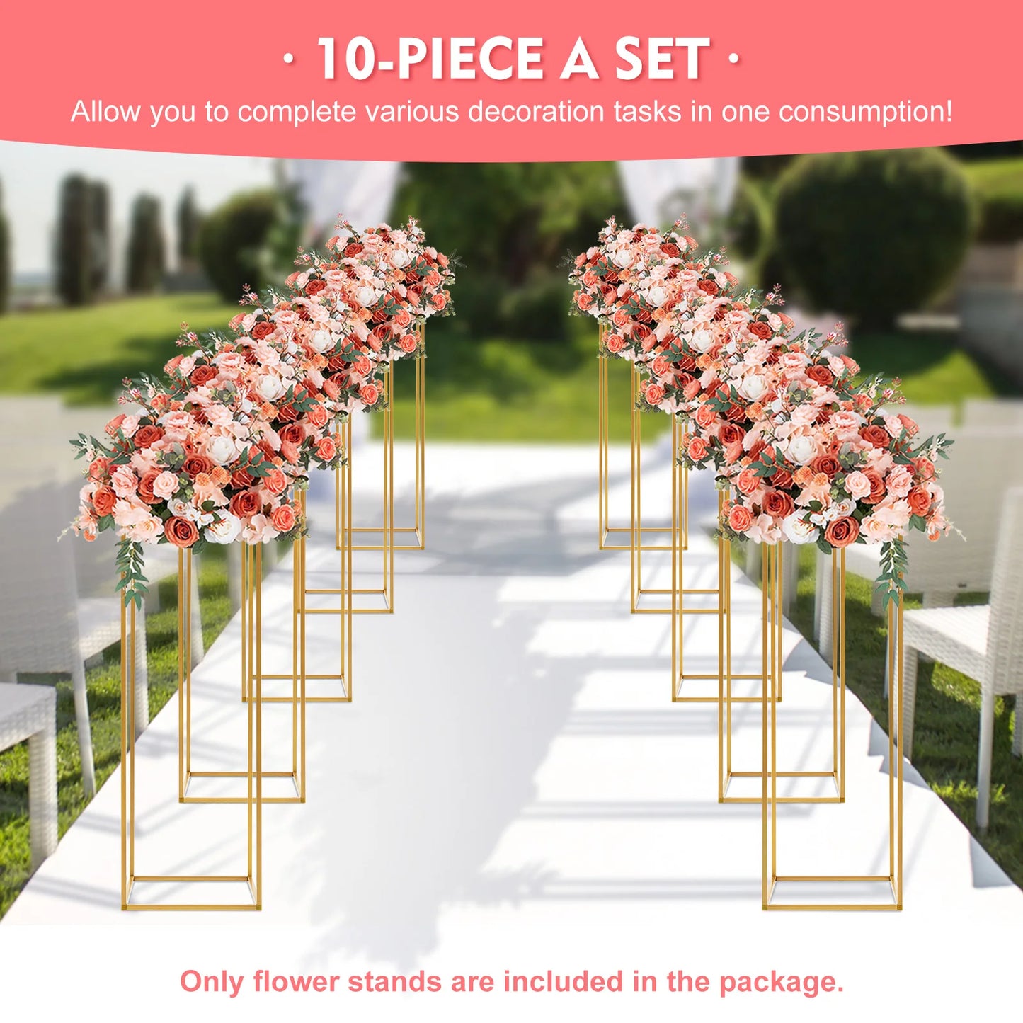 NONECN Geometric Metal Flower Vase Stands Centerpieces For Weddings