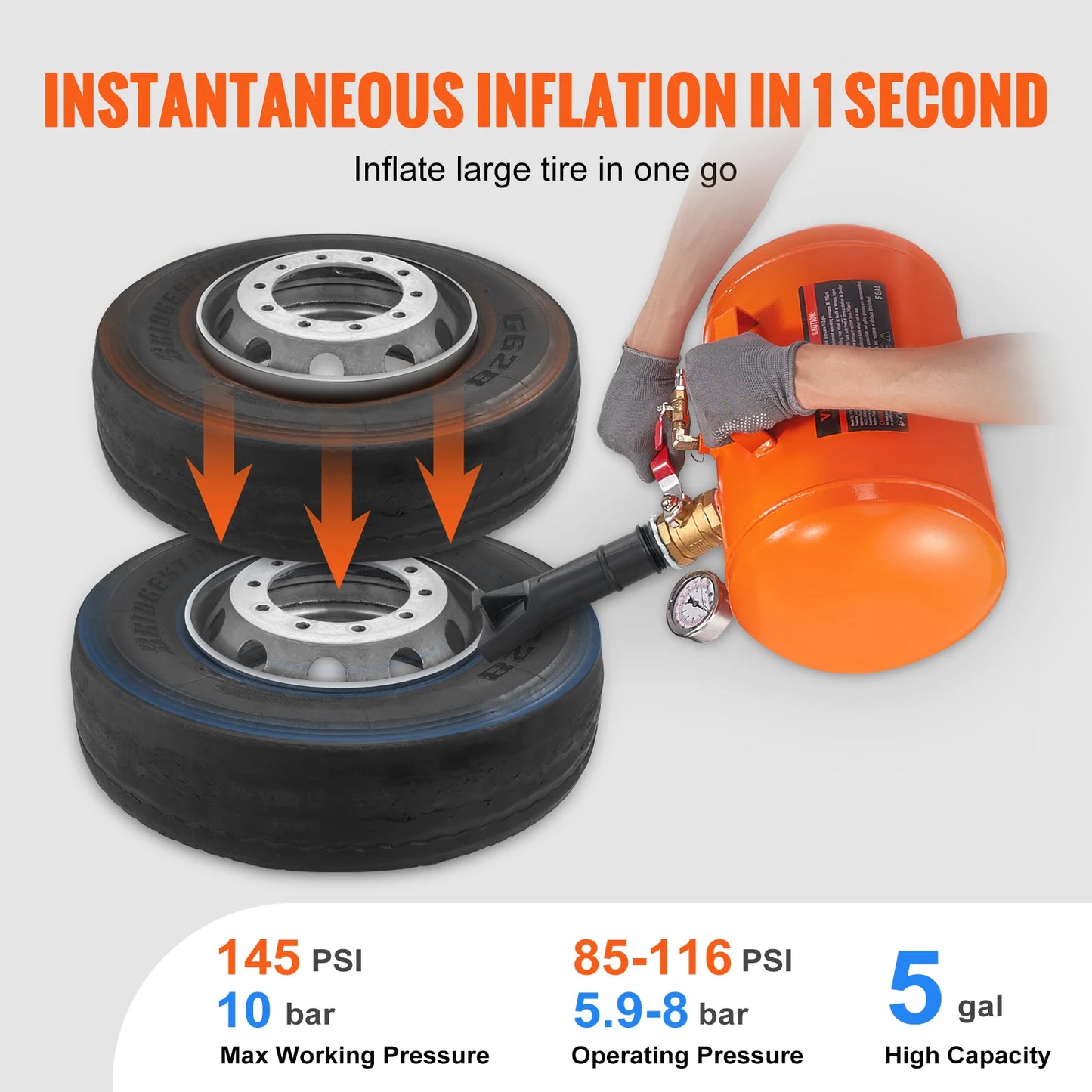 SucceBuy Tire Bead Blaster 5 Gallon Capacity With Pressure Gauge