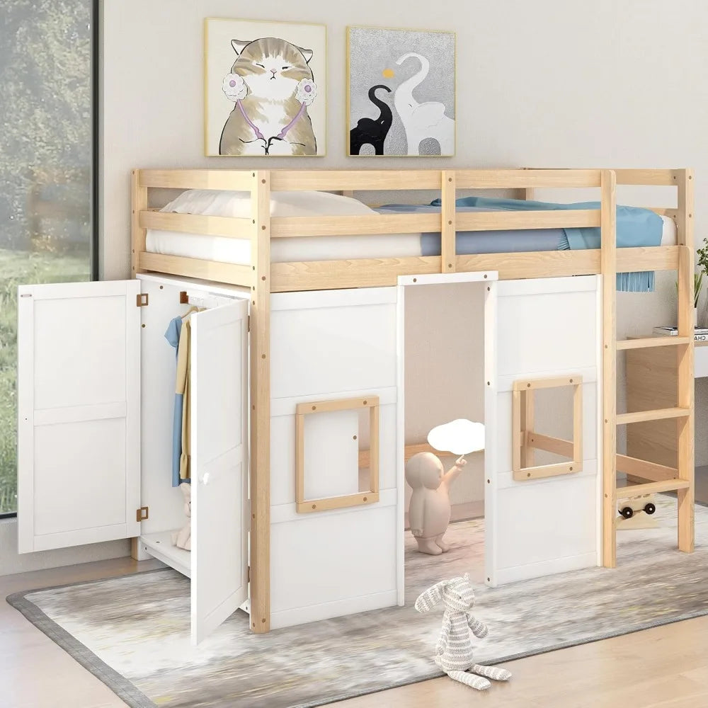 Loft Bed With Built In Storage Wardrobe And Windows