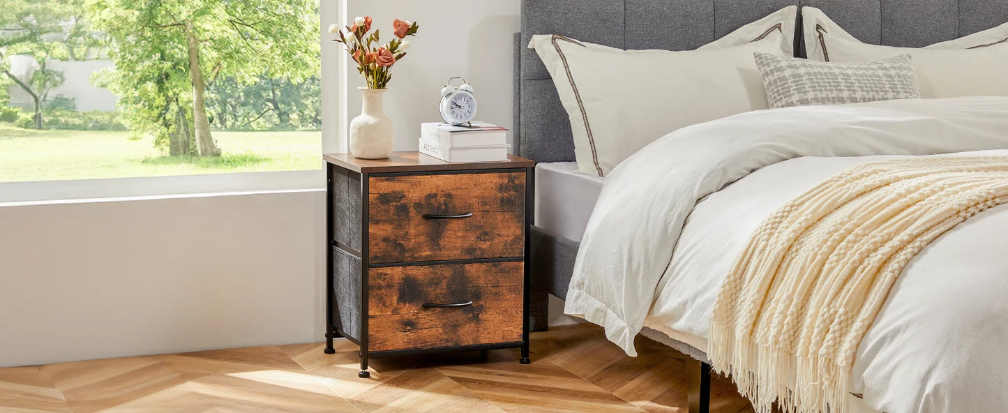 JHK Nightstand Bedside Table With Storage Drawers For Bedroom