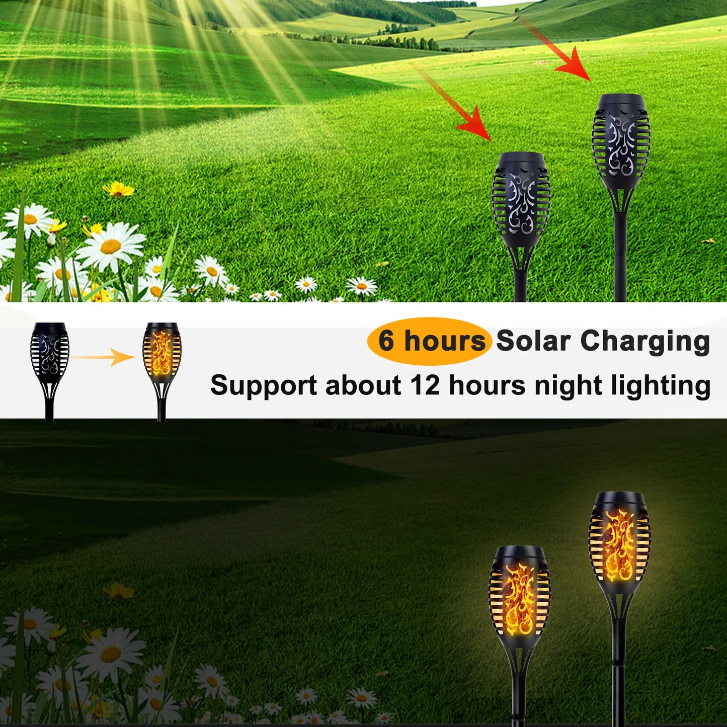 Solar Outdoor LED Torch Lights With Flickering Flame Waterproof Garden