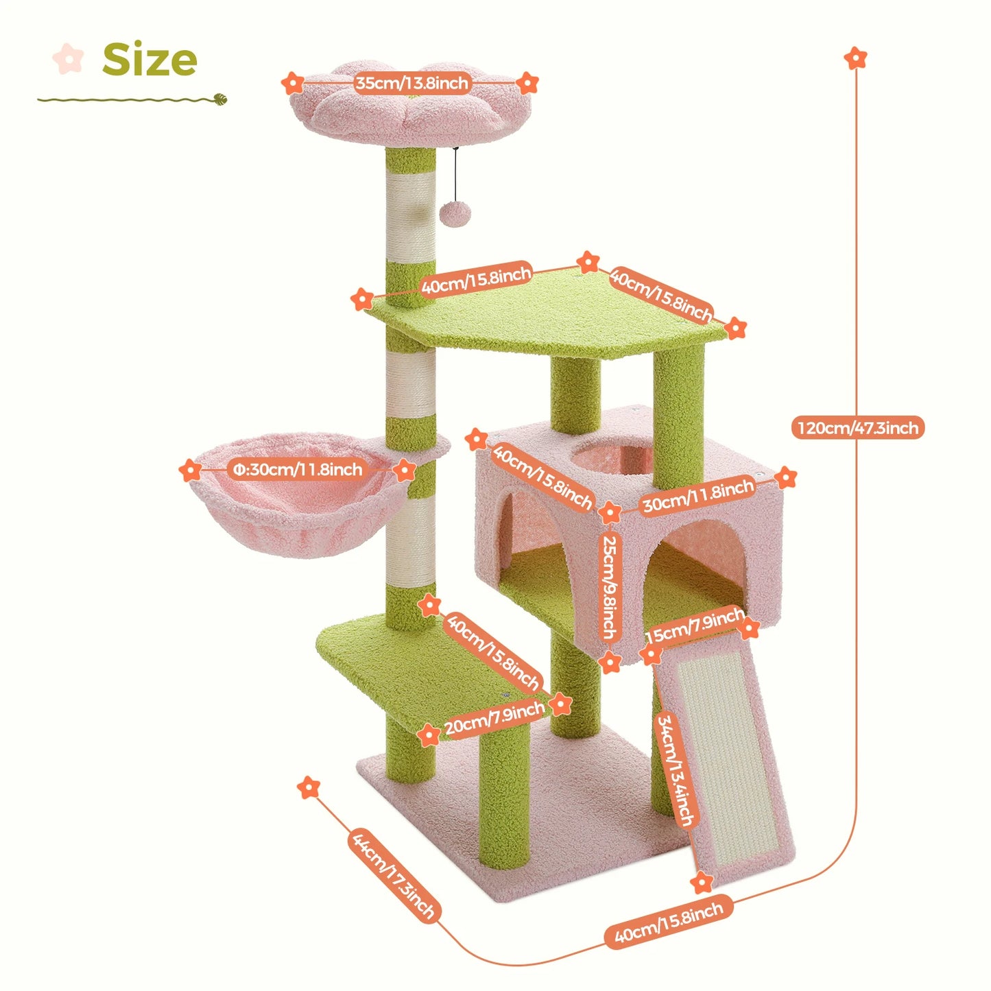 PAWZ Road Flower Cat Tree Multi Level Cat Tower With Sisal Scratching Posts