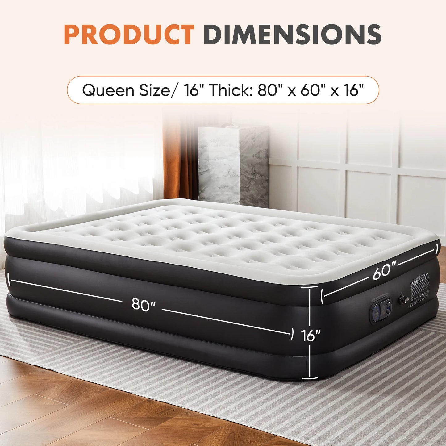 JHK Air Mattress With Non Slip Bottom 660 Lbs Capacity