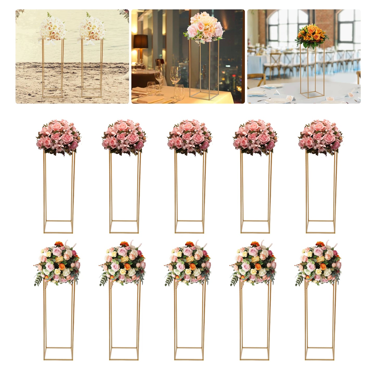 NONECN Geometric Metal Flower Vase Stands Centerpieces For Weddings