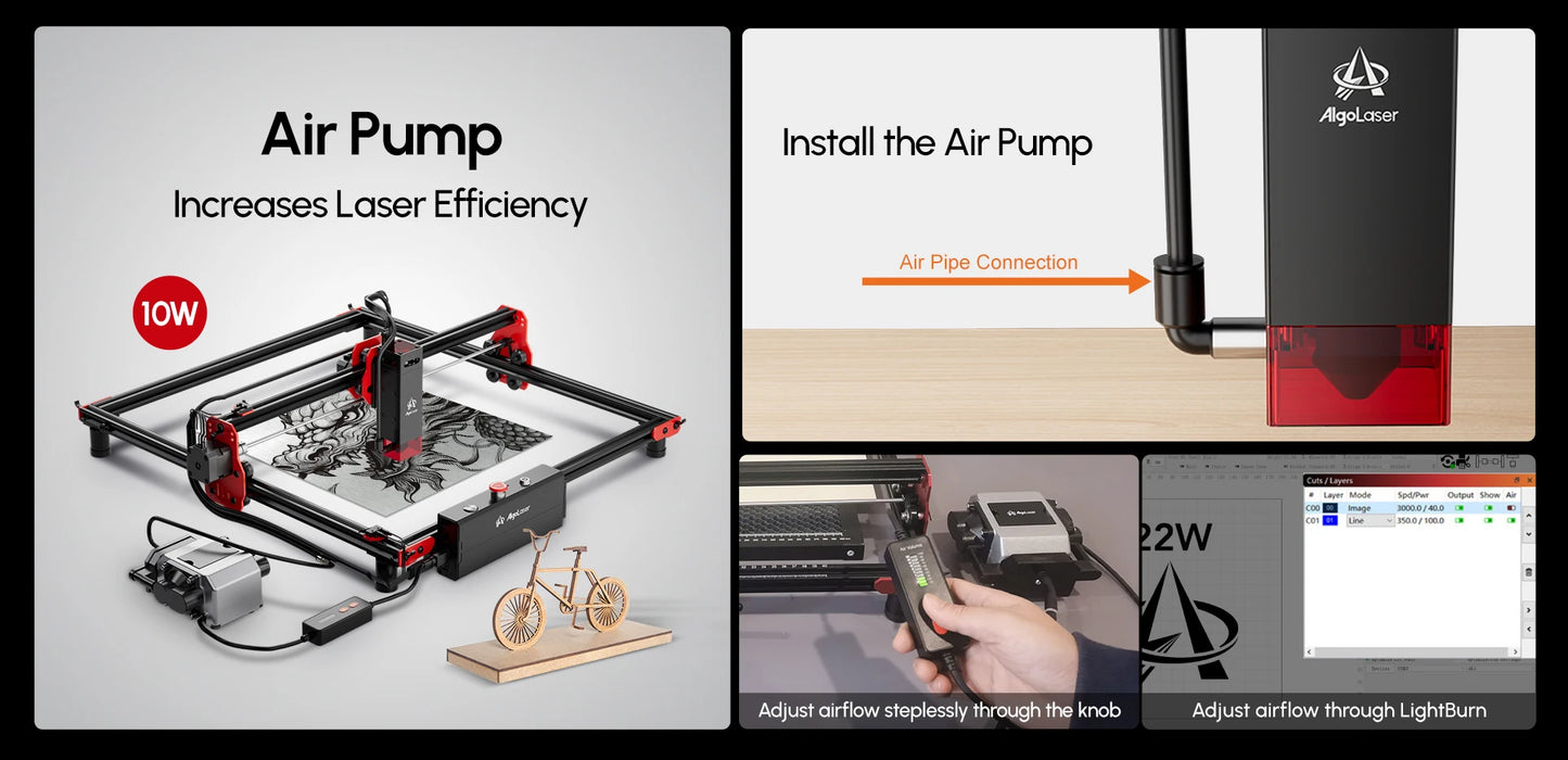 AlgoLaser Air Assist Pump 30LPM for Laser Cutter Dust Removal