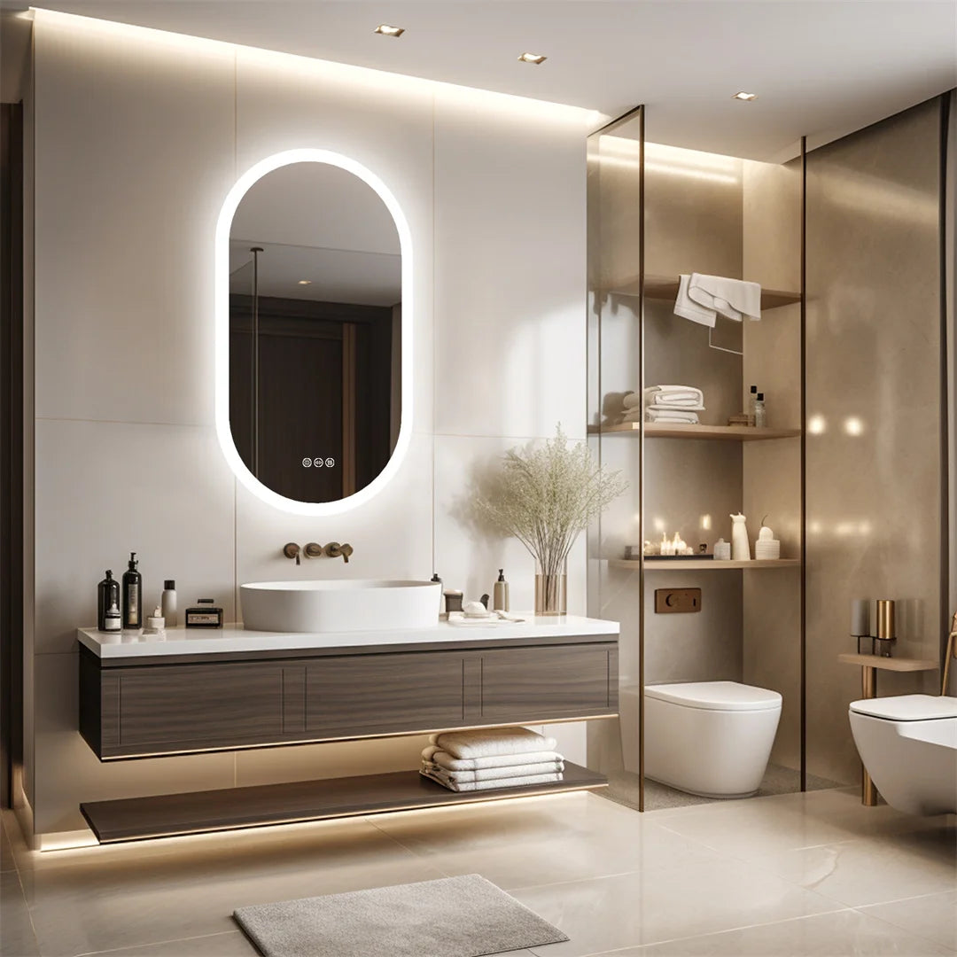 LUVODI LED Backlit Bathroom Mirror With Touch Dimming Defog IP44