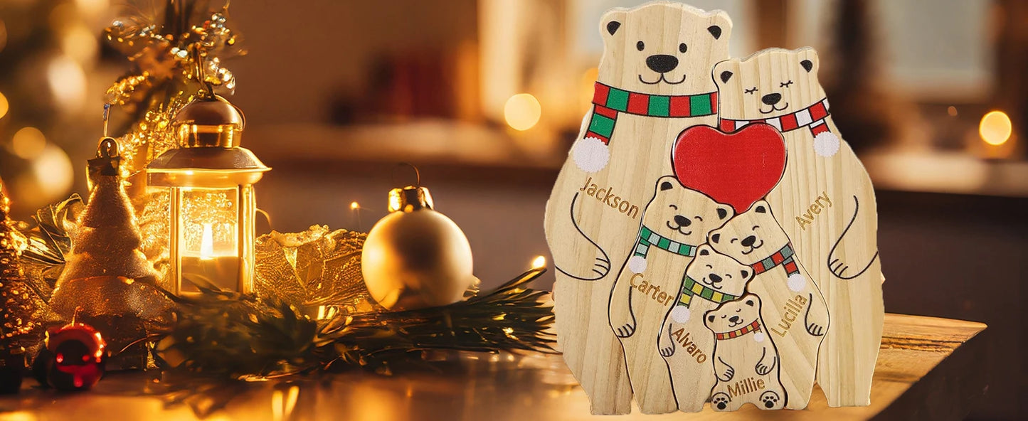 NONEDropshipping Bear Family Wooden Puzzle With Free Engraving Name