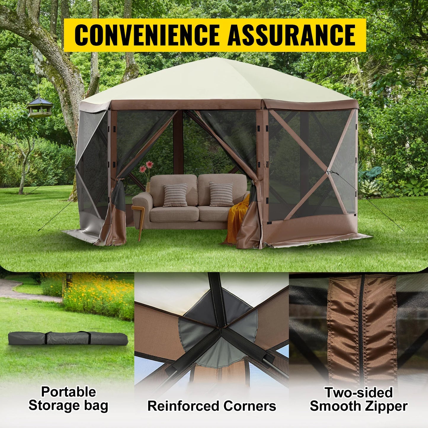 SucceBuy Pop Up Camping Gazebo Shelter for Outdoor Parties