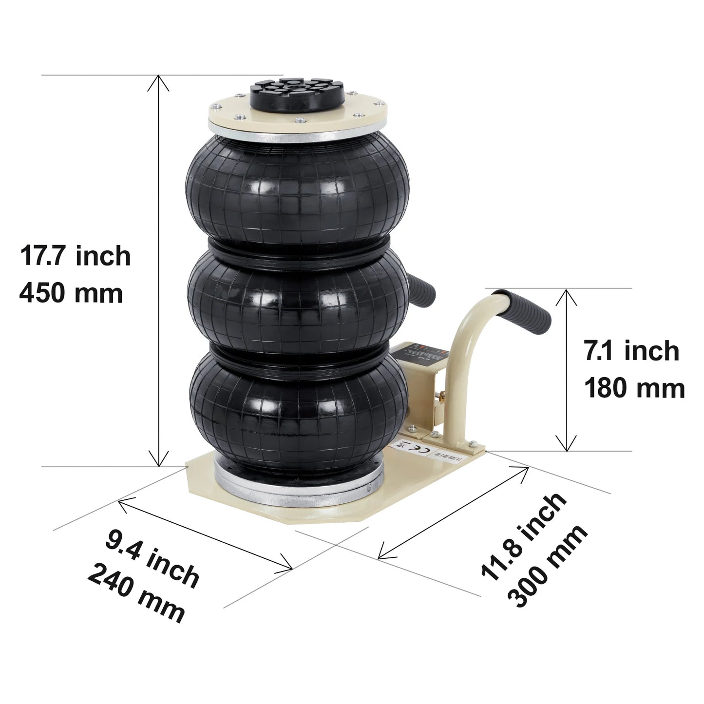 SucceBuy Triple Bag Air Jack 3 Ton Portable Pneumatic Jack