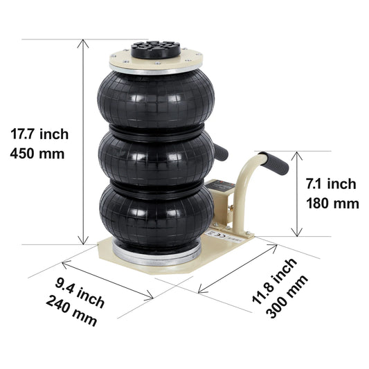 SucceBuy Triple Bag Air Jack 3 Ton Portable Pneumatic Jack