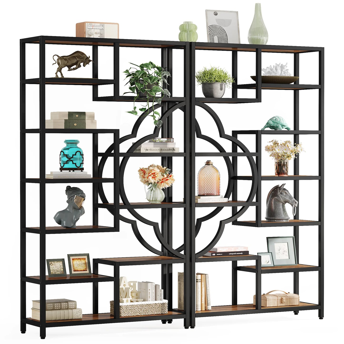 Tribesigns 5 Tier Industrial Bookshelf Etagere Freestanding Bookcase