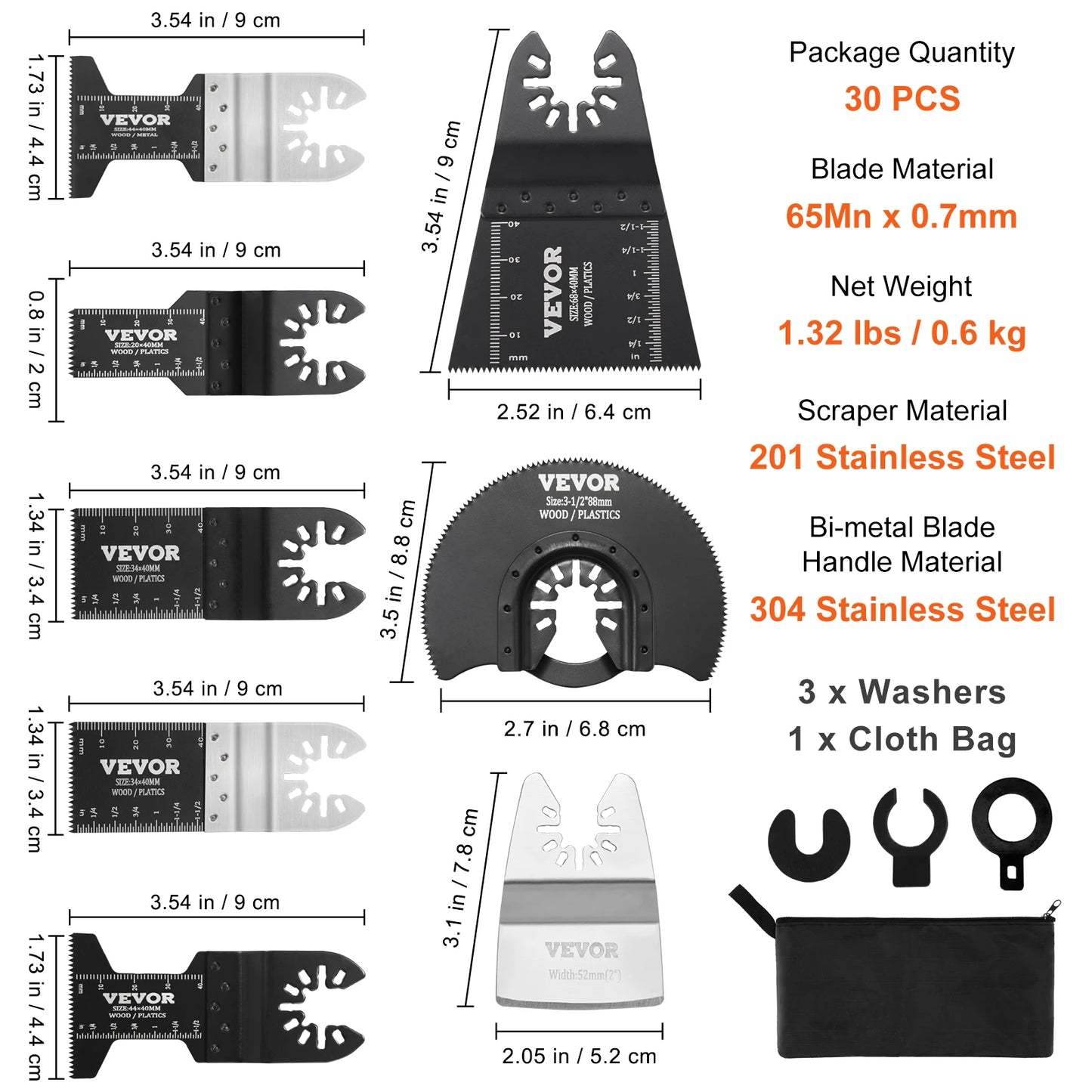 SucceBuy 30Pcs Oscillating Multi Tool Blades Kit For Craftsman